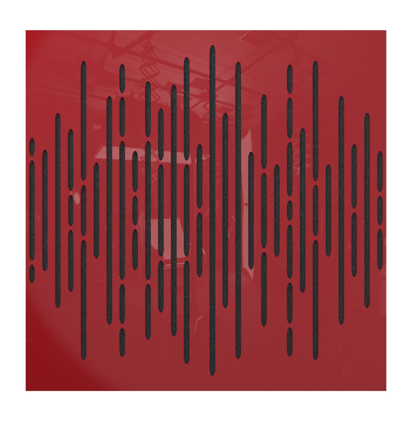 Lot de 4 panneaux acoustiques absorbants et diffusants | 50x50x5 cm | Absorption - Diffusion - Réflexion - Correction acoustique | Bois perforé laminé : [x4 WAVE | Plastique rouge brillant]