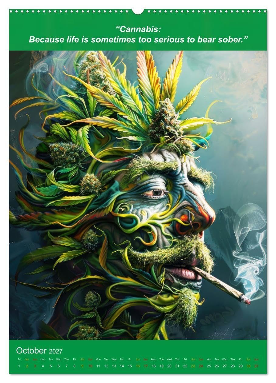 The funniest cannabis pictures and slogans (Wall Calendar 2027 DIN A2 portrait), CALVENDO 12 Month Wall Calendar: A must have for cannabis lovers