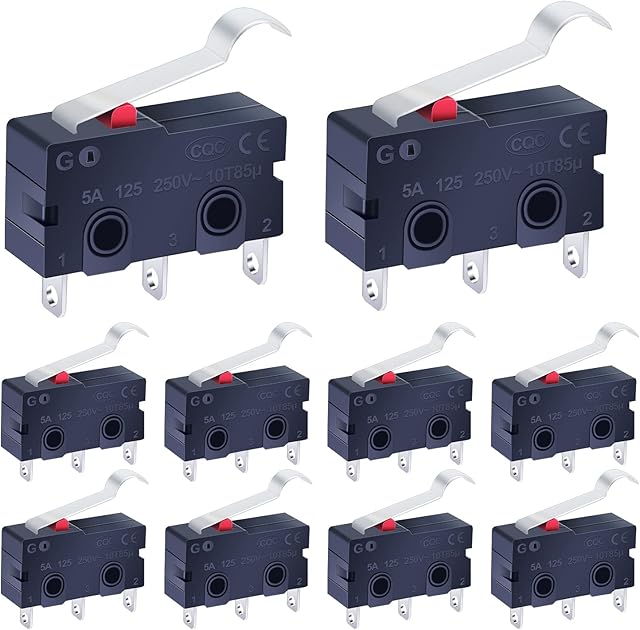 Taiss 10pcs 250V 5A 3 Pin NO NC Tact Switch Sensitive switch Micro Limit Switches Handle Mini Roller Lever Arm SPDT Snap Action LOT KW11-3Z-05