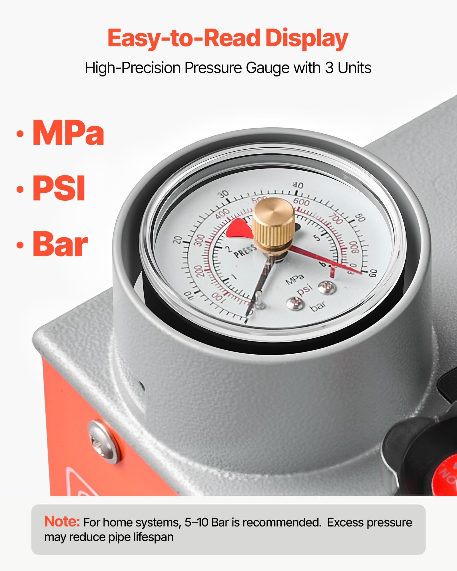 VEVOR Pompe Épreuve Manuelle 11,36 L Pompe Test Hydrostatique Double Valve