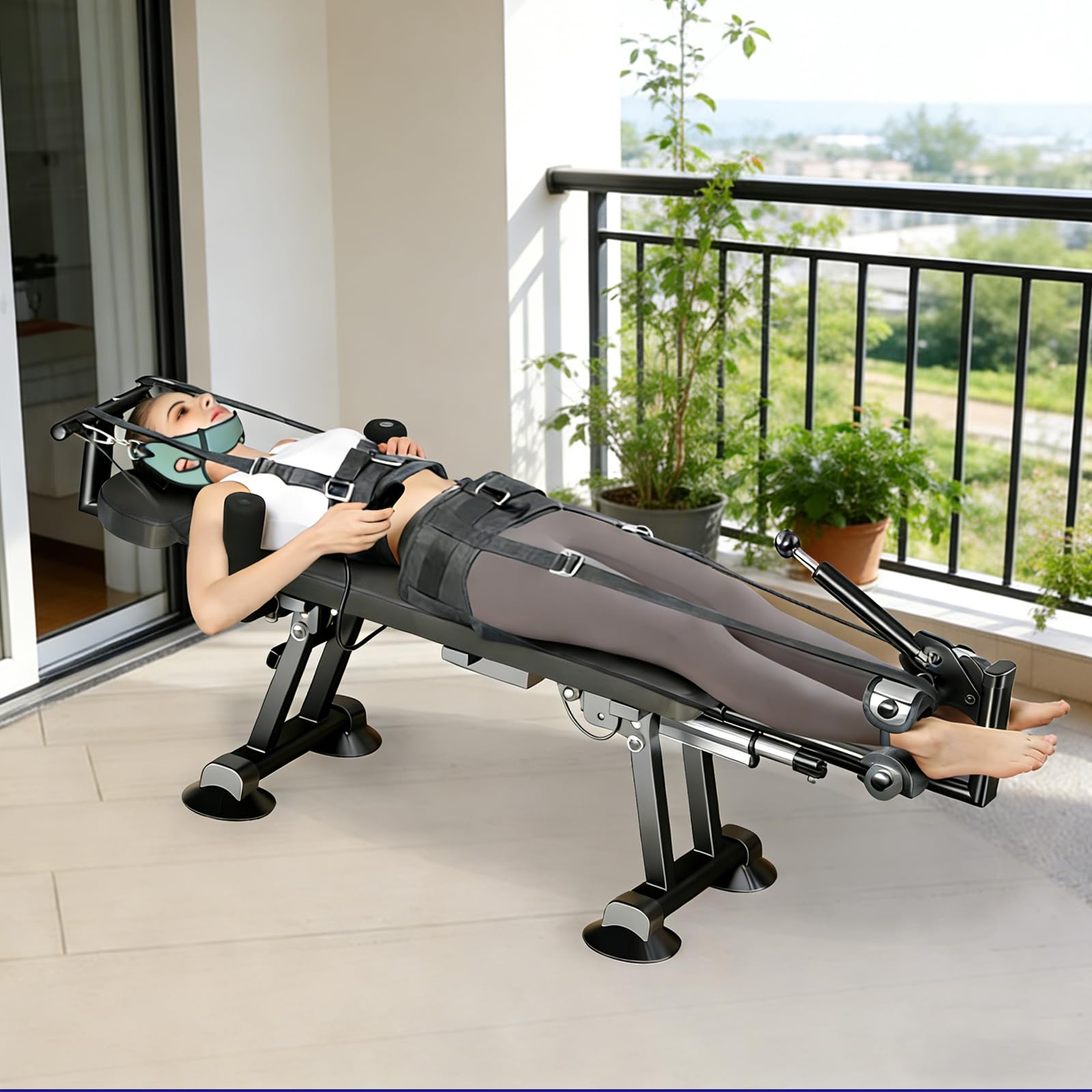 Fitness Traction Bed – Tavolo di trazione cervicale lombare per decompressione della schiena, supporta 400 kg di carico, ideale per spondilosi ed ernia del disco