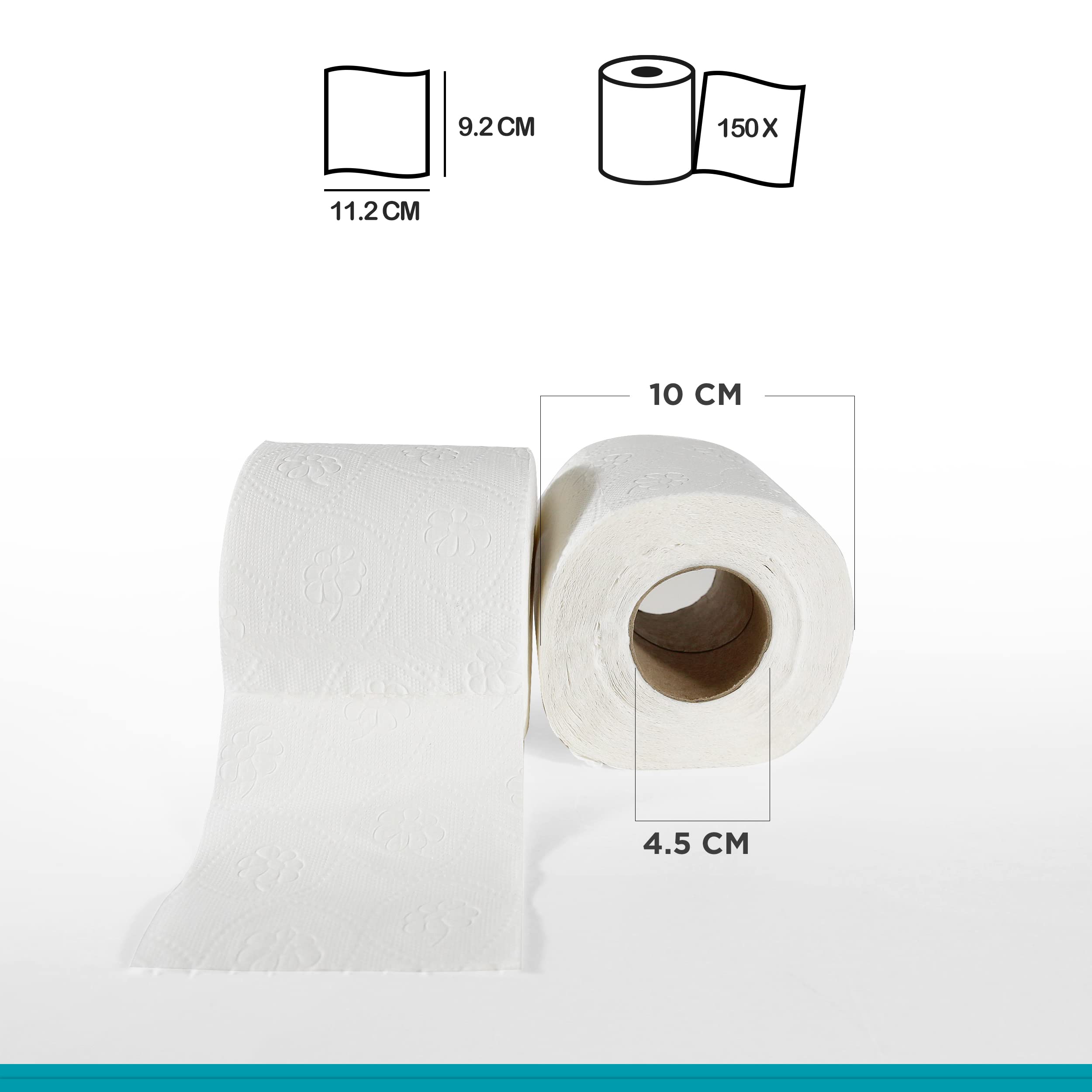 128 rollos de papel higiénico Commerline de 3 capas, papel higiénico para inodoro, 3 capas, 150 hojas por rollo, celulosa, extra suave, paquete grande (128 rollos)