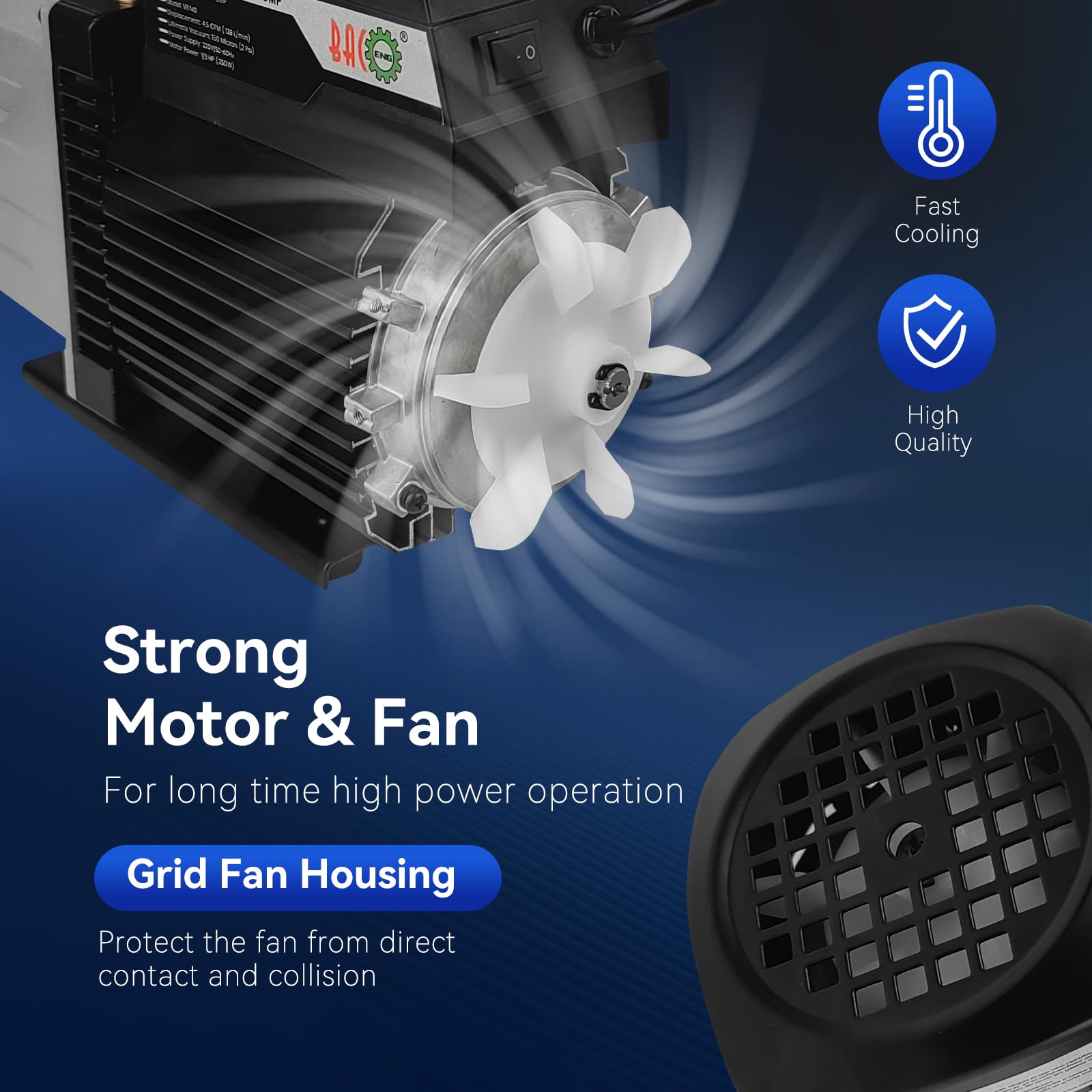 BACOENG 4,5CFM Pompa a Vuoto per Refrigerazione Aria Condizionata, 1/3HP Pompa a Vuoto Monostadio 1440r/min per vuoto ad aria elettrica per auto Sistemi di refrigerazione