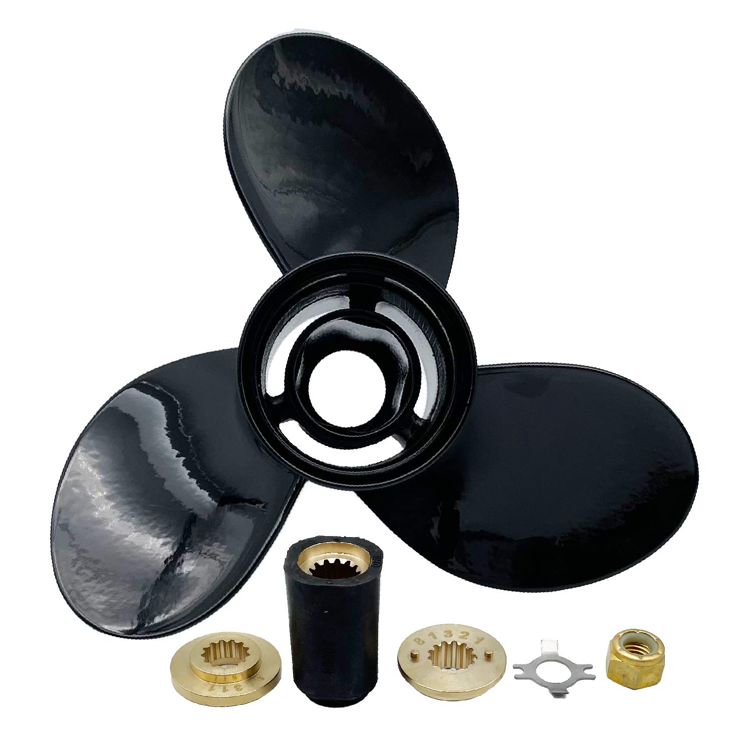 Interchangeable Reflex Aluminum Outboard Propeller Boat Prop 10 3/4x12 Pitch for Mercury/Mariner 25 HP Bigfoot/CT-60 HP 13 Tooth Spline,48-816702A40