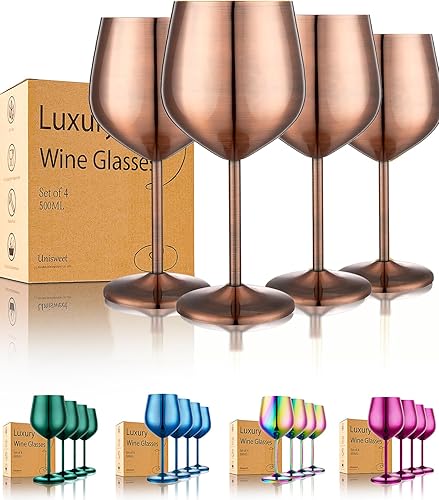 Miniatura 7 de Juego de 4 Copas de Vino de Acero Inoxidable Irrompibles Verdes de 18 oz, Copas de Vino de Metal Únicas para Exteriores, Viajes, Camping, Piscina,