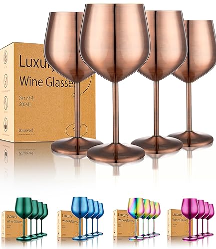 Stainless Steel Wine Glasses Set of 4 Unbreakable Wine Glass