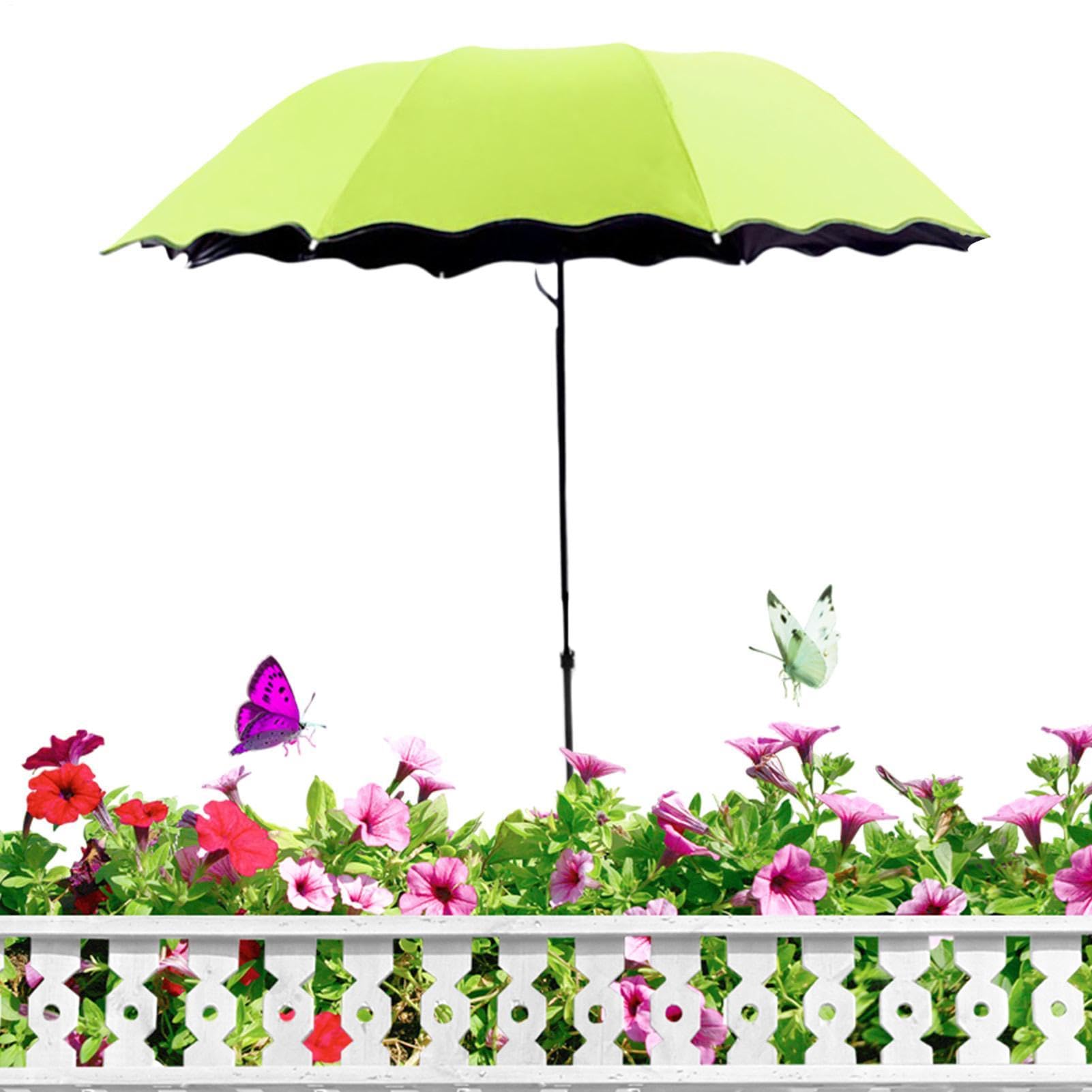Garden Plant Umbrella - 95 cm Large Flower Shade Canopy for Outdoor Use to Protect Hydrangeas | Foldable Parasol with Ground Spike for Patio, Balcony, Backyard | Portable Plant Protection, Green