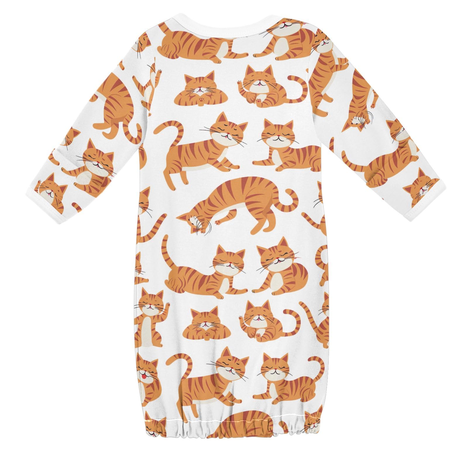 CHIFIGNO Girls Cartoon Orange Cats Baby Sleepers Cotton Long Sleeve Baby Boy Going Home Outfit Newborn 3-6 Months