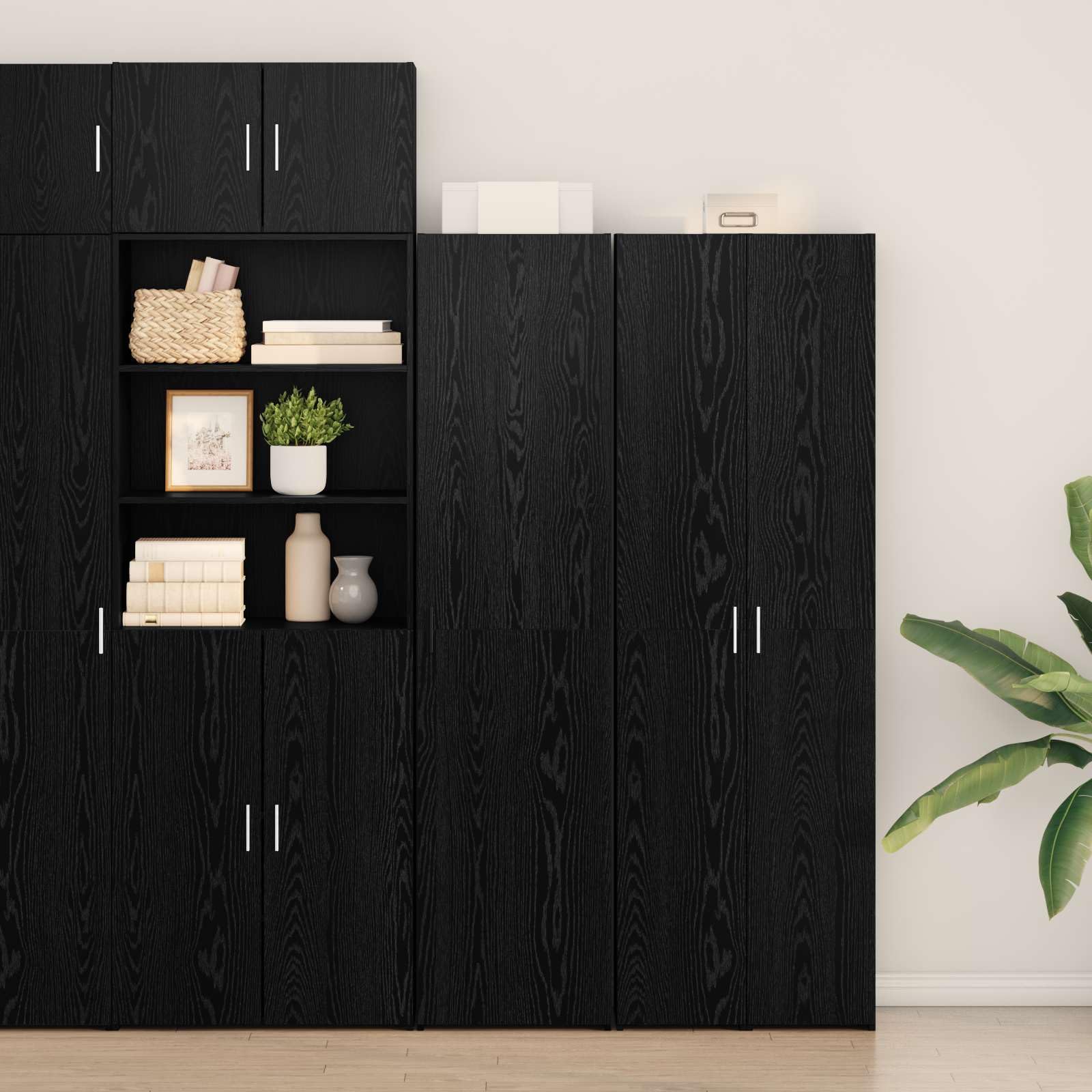 vidaXL Credenza Rovere Nero 45 x 42,5 x 185 cm