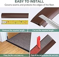 Vista 5 de uxcell Tira de transición de suelo autoadhesiva, alfombra de PVC de 2.75 pulgadas de ancho a azulejos, tira de transición para bordes laminados