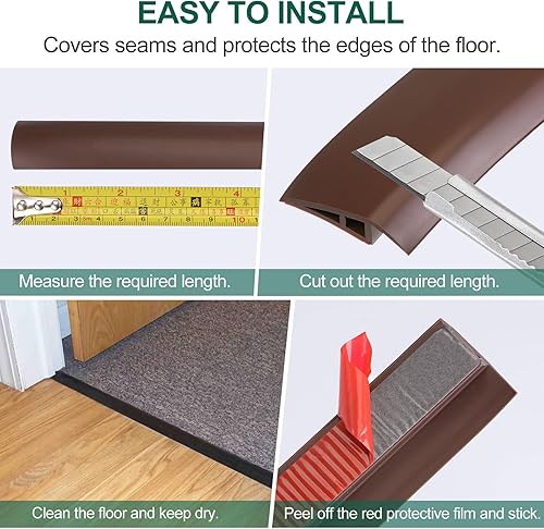 Miniatura 5 de uxcell Tira de transición de suelo autoadhesiva, alfombra de PVC de 2.75 pulgadas de ancho a azulejos, tira de transición para bordes laminados de