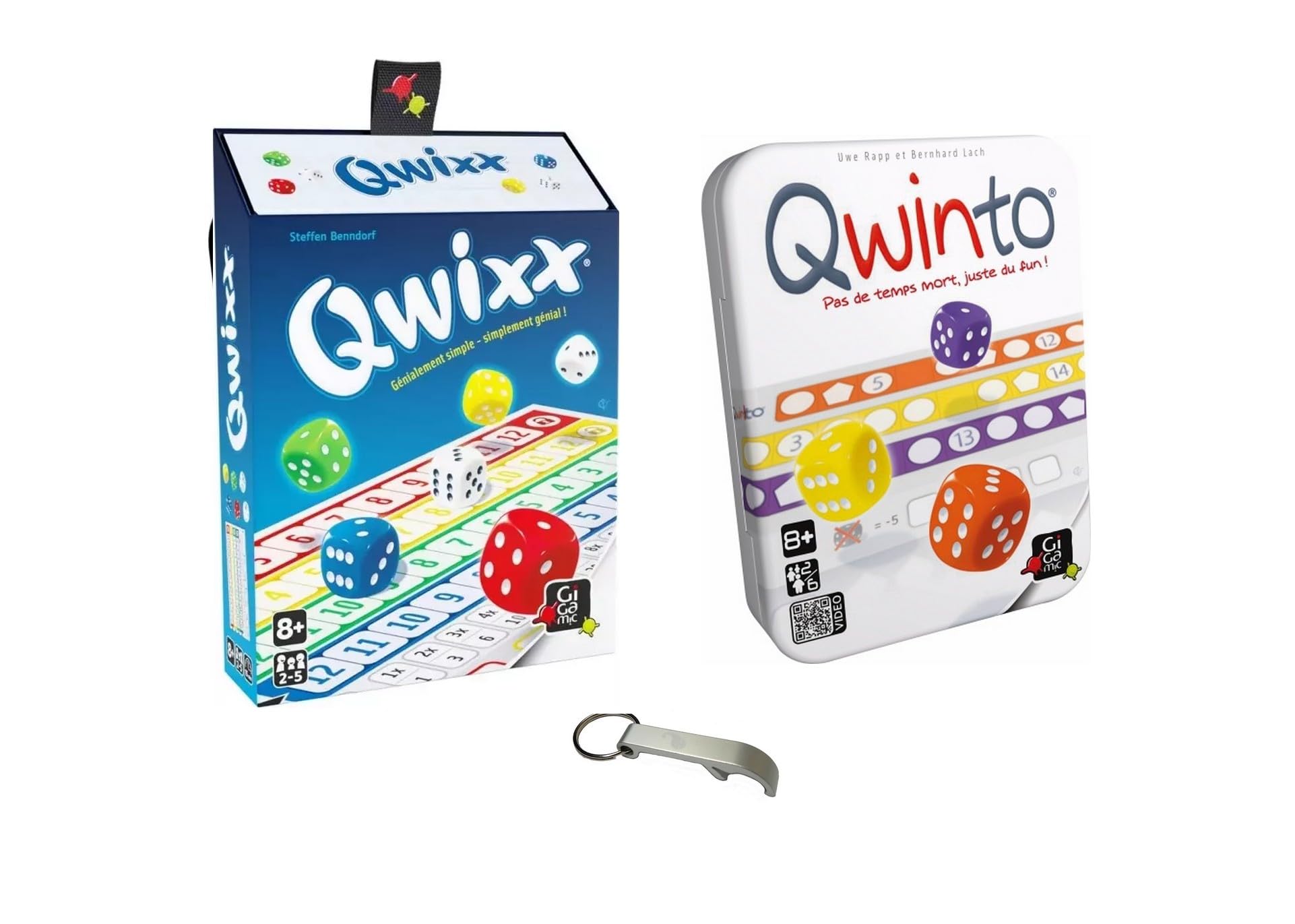 Blumie Shop Qwixx + Qwinto + 1 Bottle Opener: Dice Game, Ages 8+