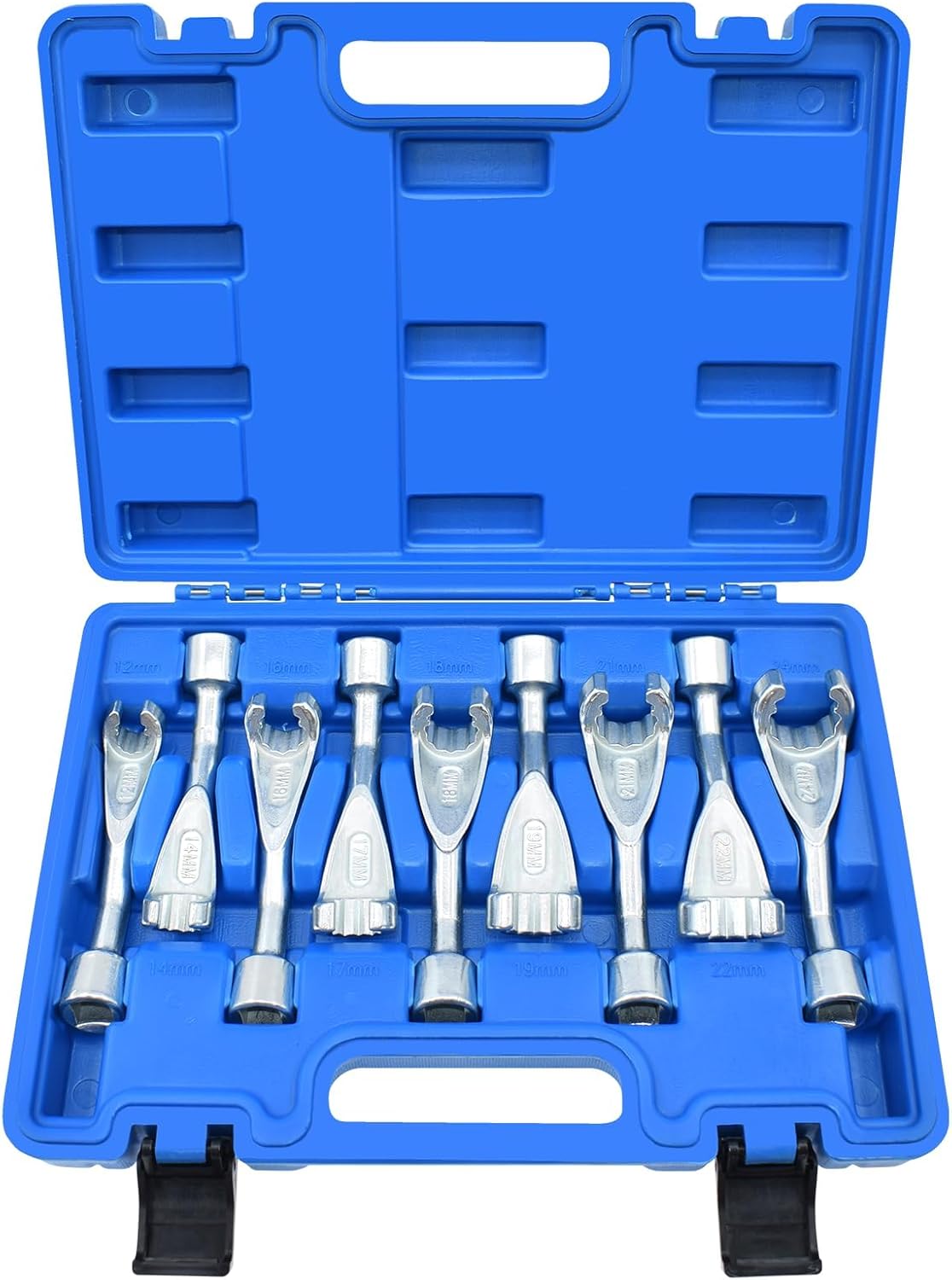 9Pcs Common Rail Injection Fuel Line Socket Set, 1/2" Dr 12mm 14mm 16mm 17mm 18mm 19mm 21mm 22mm 24mm 12 Point Injector Fuel Line Socket, Injection Line Flare Nut Wrench Set