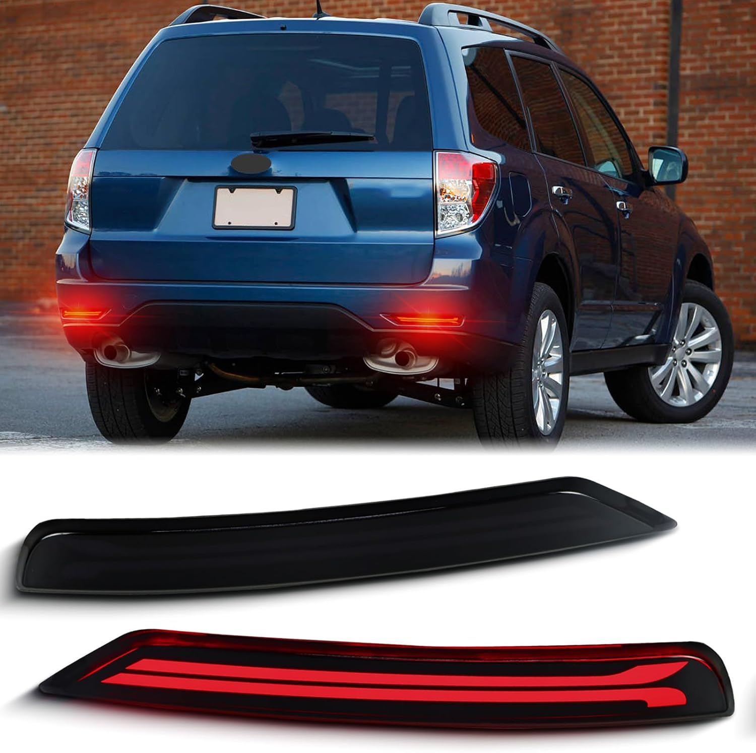 BINQIGOO Full LED Rear Bumper Reflector Light Kit for Subaru Forester 2009–2018