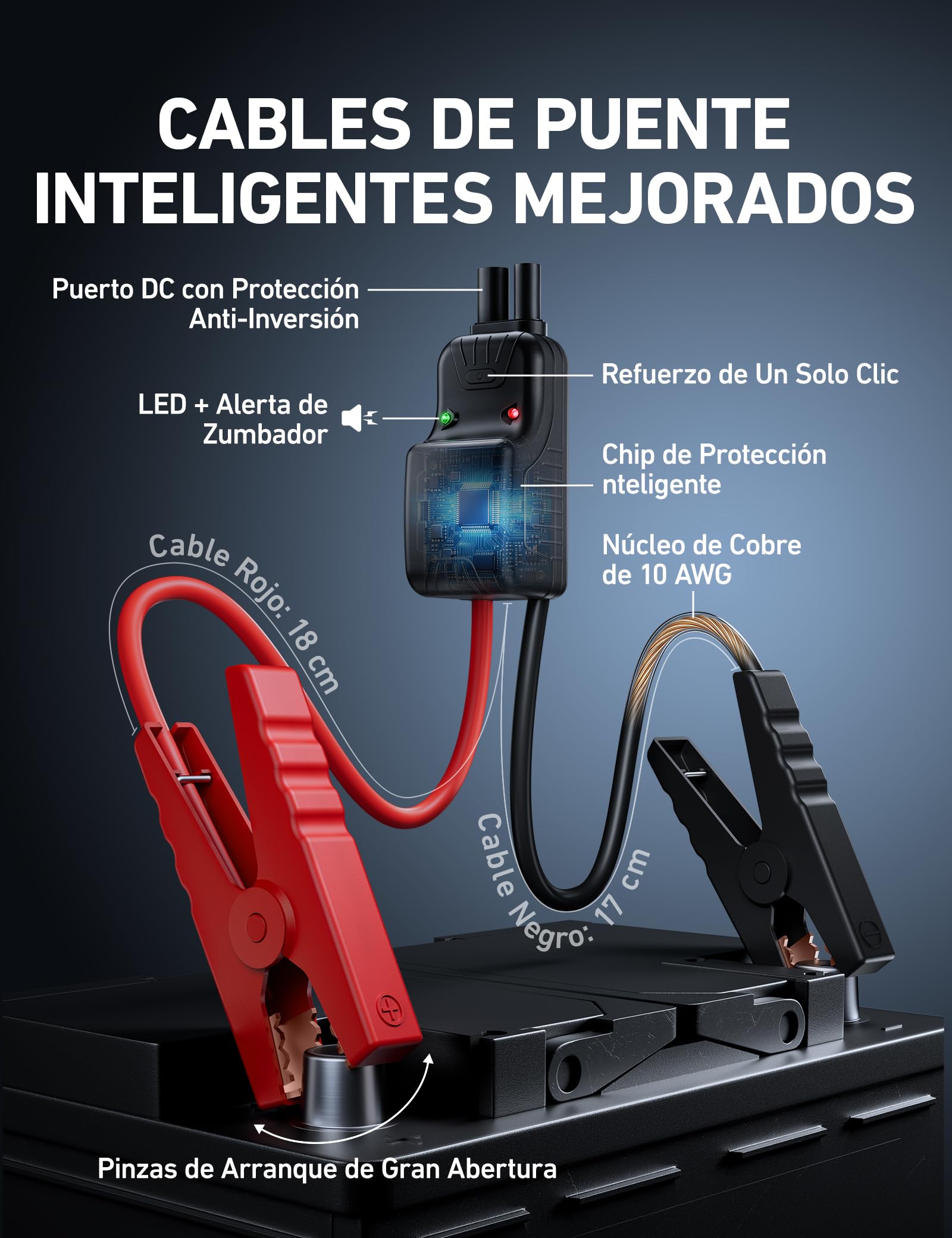 AstroAI Arrancador de Batería de Coche 8000A de Aluminio Ultrarresistente | 3 en 1 Jump Starter Portátil (Todo Gasolina/12L Diésel) con Pantalla LCD, Luz LED Emergencia y Powerbank