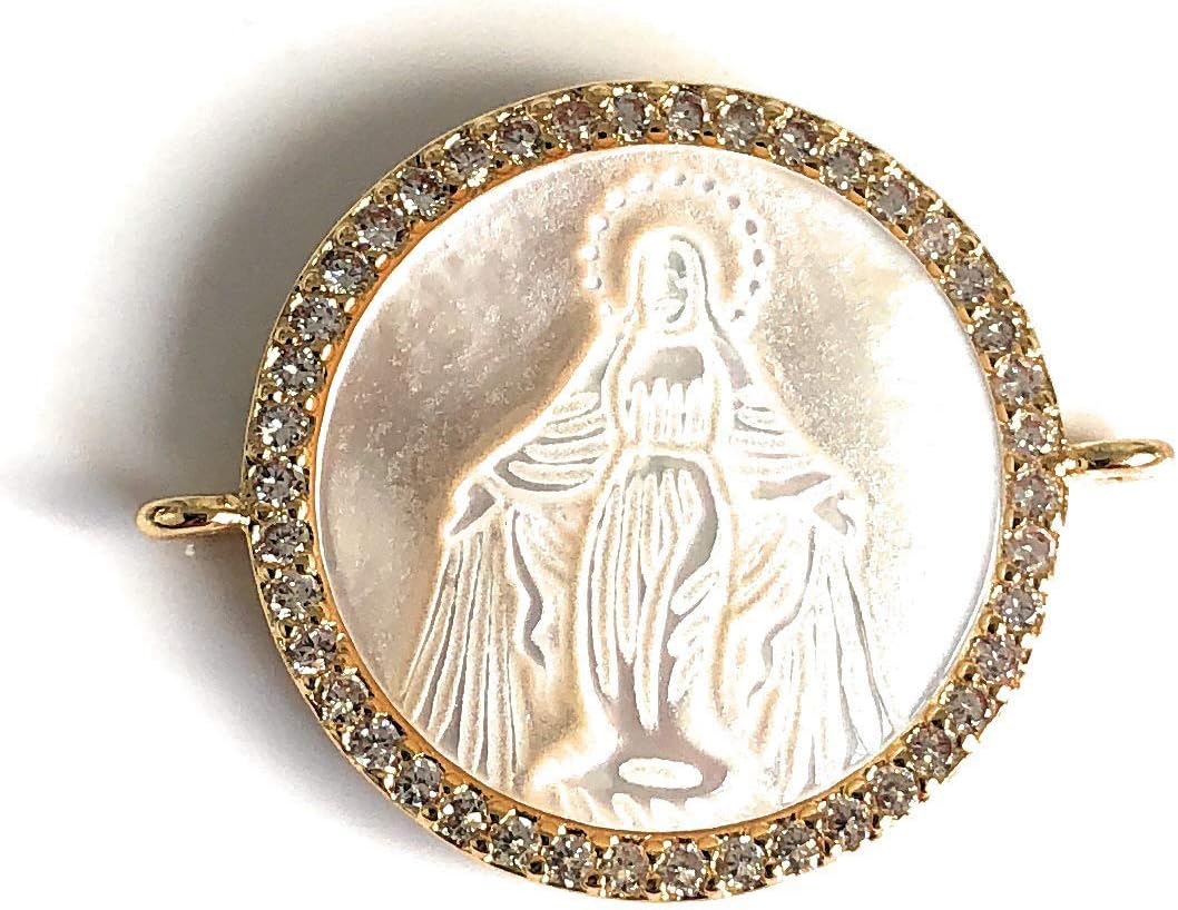 Mother of Pearl Virgin Mary Adjustable Bracelet Catholic Gifts for Women - Image 2