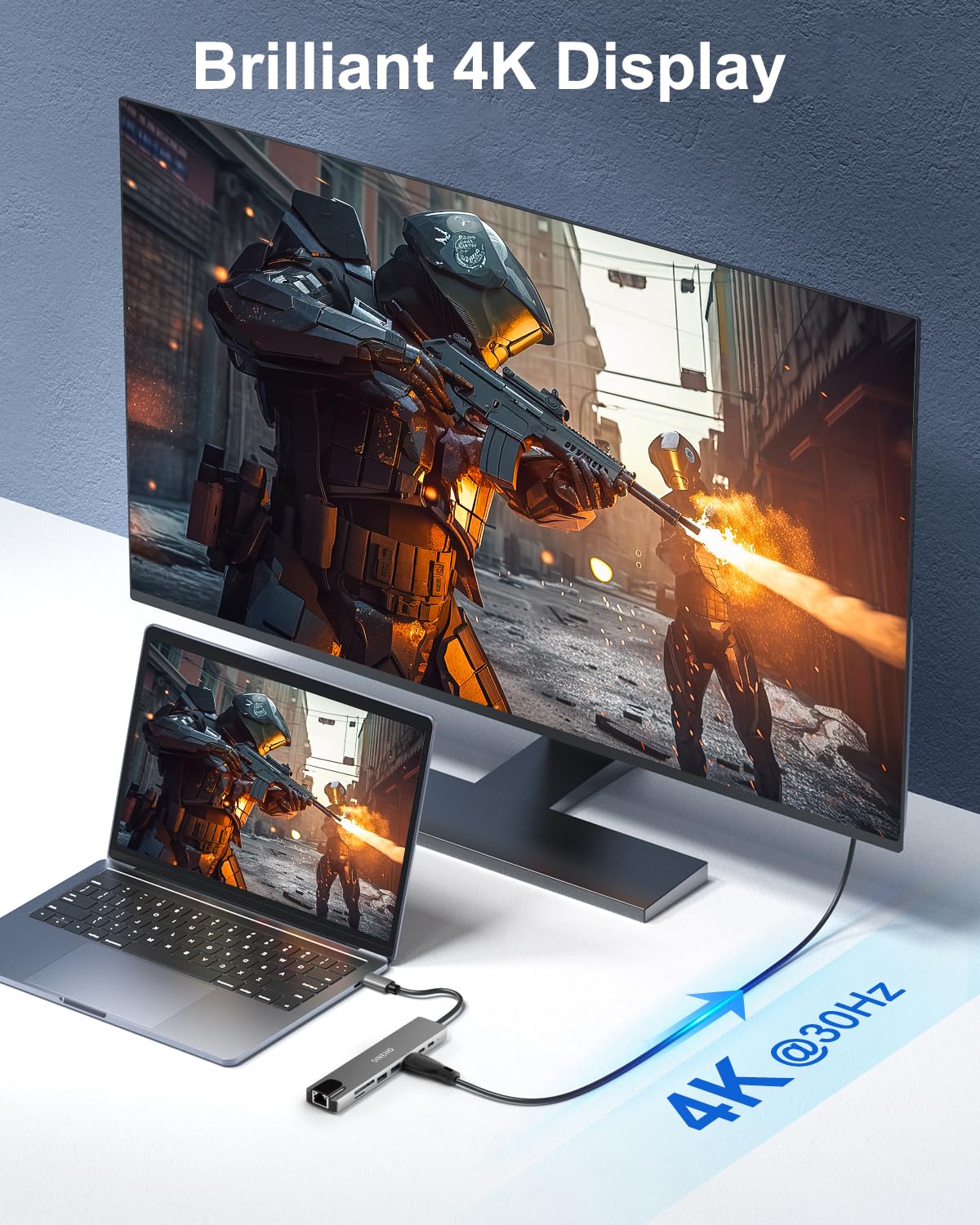 Hub USB C 8-in-1 HDMI 4K Ethernet Lettore di schede SD/TF | Porta dati USB-C, ricarica PD 100W, USB 3.0 e USB 2.0 per MacBook Pro/MacBook Air, XPS, Surface Pro e altri dispositivi