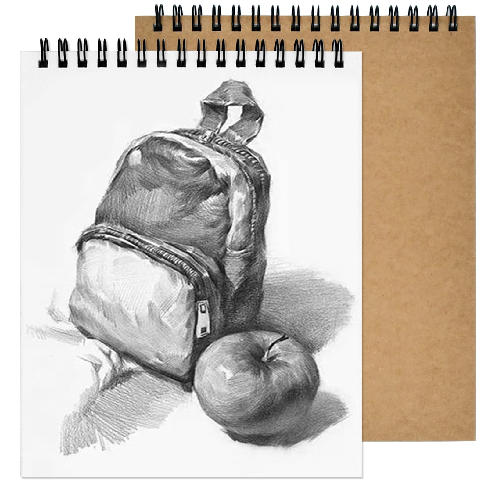 2pcs Cuadernos de Bocetos A4, 160g / 120 Caras Bloc de Dibujo Papel, Bloc de Notas en Espiral, Cubierta Kraft Cuaderno Dibujo, Cartucho de Papel Blanco Para Paisaje, Pintura Artista, Acuarela