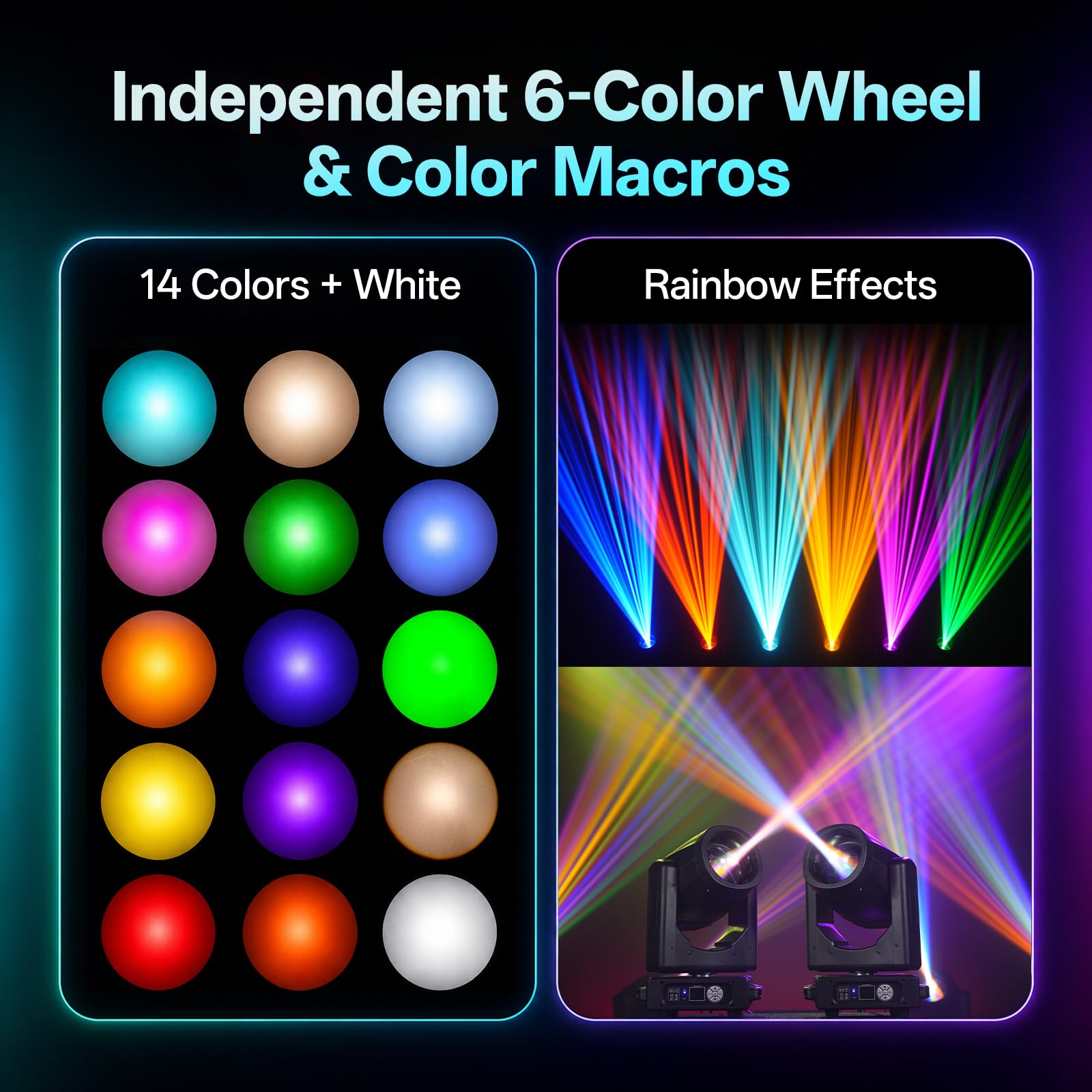 295W HID Beam Teste Mobili Luci Palcoscenico, RGBW LED Spettacolo di Luci con 14+1 Colori 13 Motivi Wash Effetto Arcobaleno DMX512 Spot Professionale 8+48 Prismi per Teatri Feste Concerti Natale