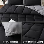 Decroom Lightweight Full Comforter Set with 2 Pillow Sham - 3 Pieces Set - Quilted Down Alternative Comforter/Duvet Insert for All Season - Black/Grey - Full Size