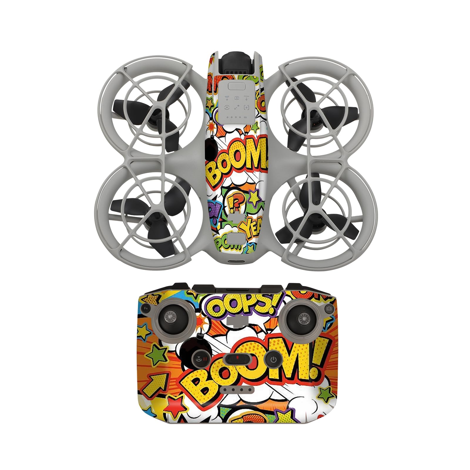 PVC Waterproof Decal Skin Drone Body + RC Remote Controller Sticker Set,Colourful Anti-scratch Sticker Decoration Protection Accessories for DJI NEO (Black-White Camouflage) - Image 3