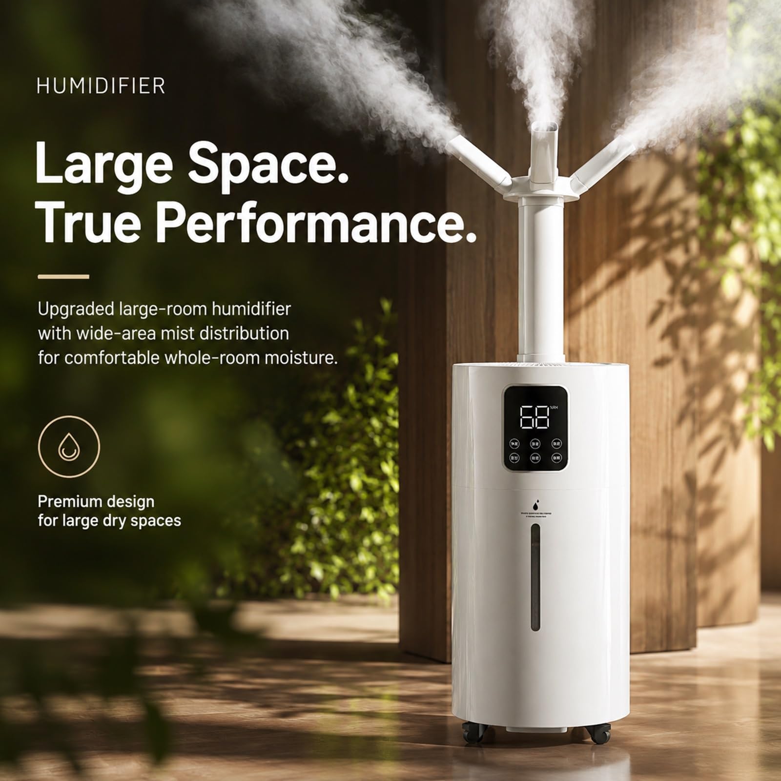 Humidificador de Aire para Dormitorio Habitación Grande Casa 25L Llenado | Humidificador Comercial 2000mL/h con Control Remoto, Higrostato, Boquilla 4 Chorros 360°, Temporizador 12H