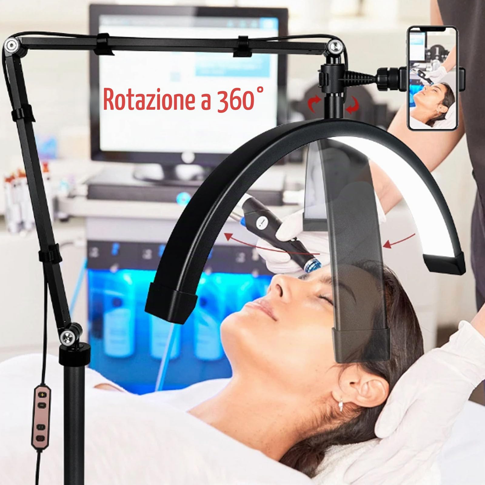 Aisny Lampada Per Ciglia, Lampada A Mezzaluna Dimmerabile 10 W 12''3200K-5600K Con Cavo Usb C Morsetto Porta Cellulare 2 Piegaciglia Per Vlogging Lampada Da Comodino Per Trucco Per Salone Di Bellezza