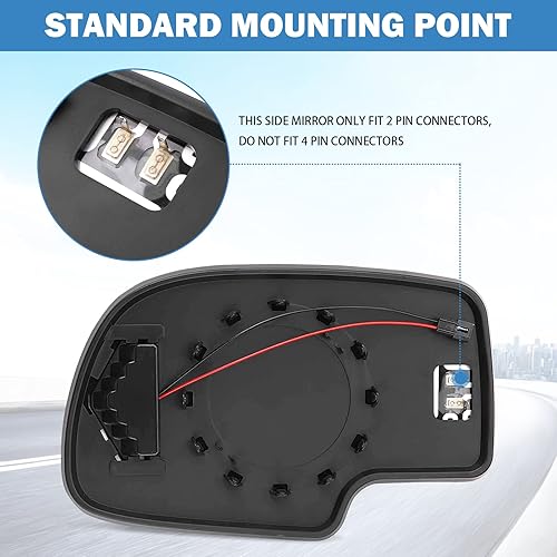 Miniatura 3 de Espejo de repuesto con calefacción para el lado del pasajero para Cadillac Escalade 2003-2007, Chevrolet Avalanche, Silverado, Suburban, Tahoe, GMC