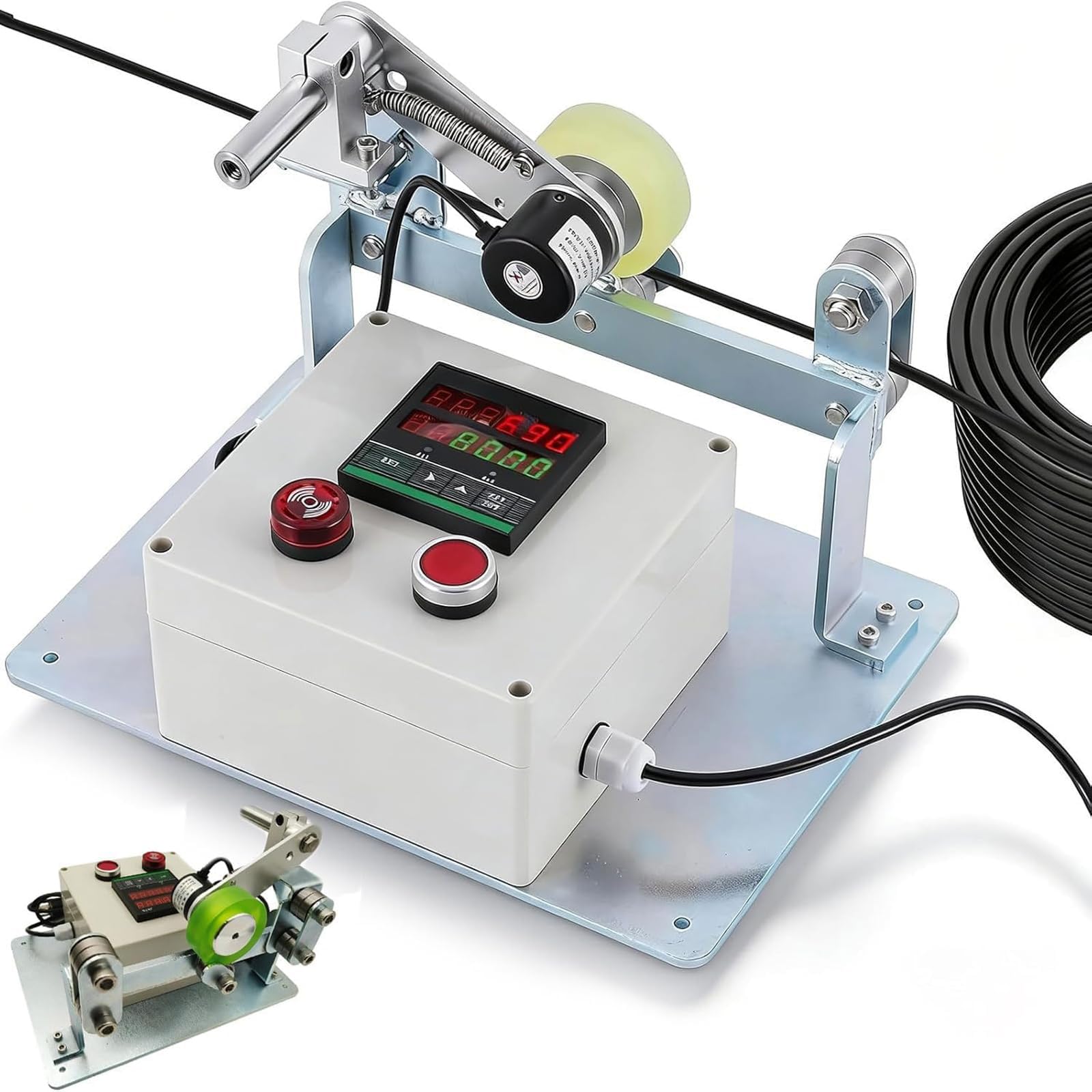 Contatore digitale per funi metalliche, contatore di lunghezza con commutazione multi-unità e display elettronico, strumento a rotella di misurazione singola per fili e cavi