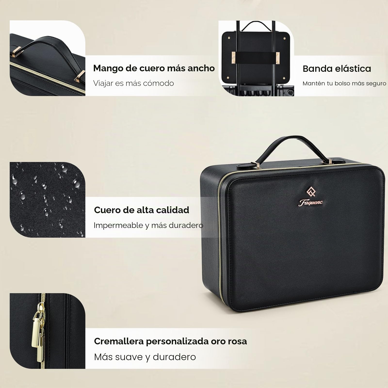 Maletin Maquillaje con LED Grande Maletín Organizador Maquillaje portátil de Cuero PU Estuche Maquillaje con Espejo extraíble Neceser Maquillaje con Soporte para brochas de Maquillaje, Negro