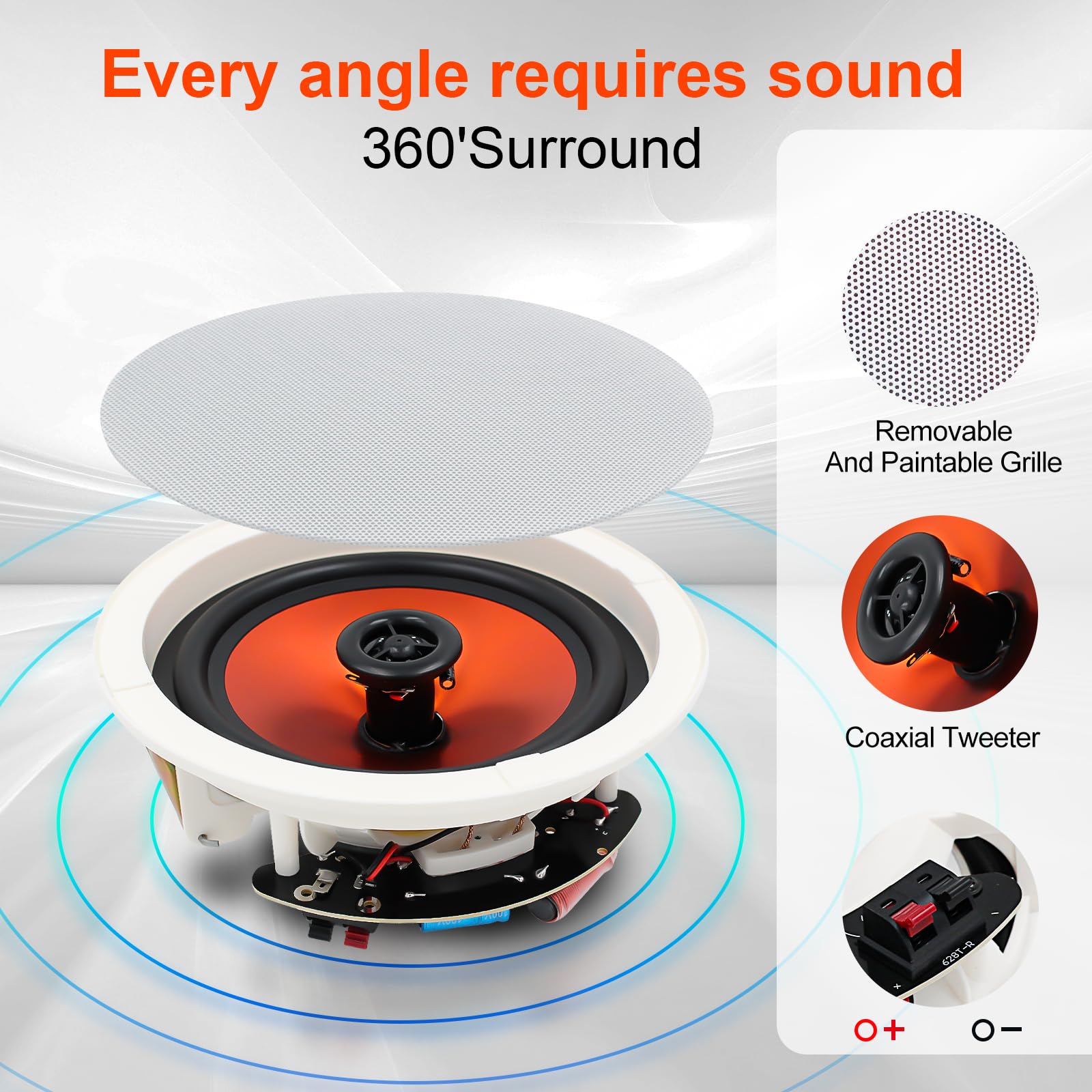 Herdio 8 Pouces Enceinte Encastrable Plafond 800 Watts 2 Voies 20,3 cm Haut-parleurs de Plafond (4 Haut-parleurs)