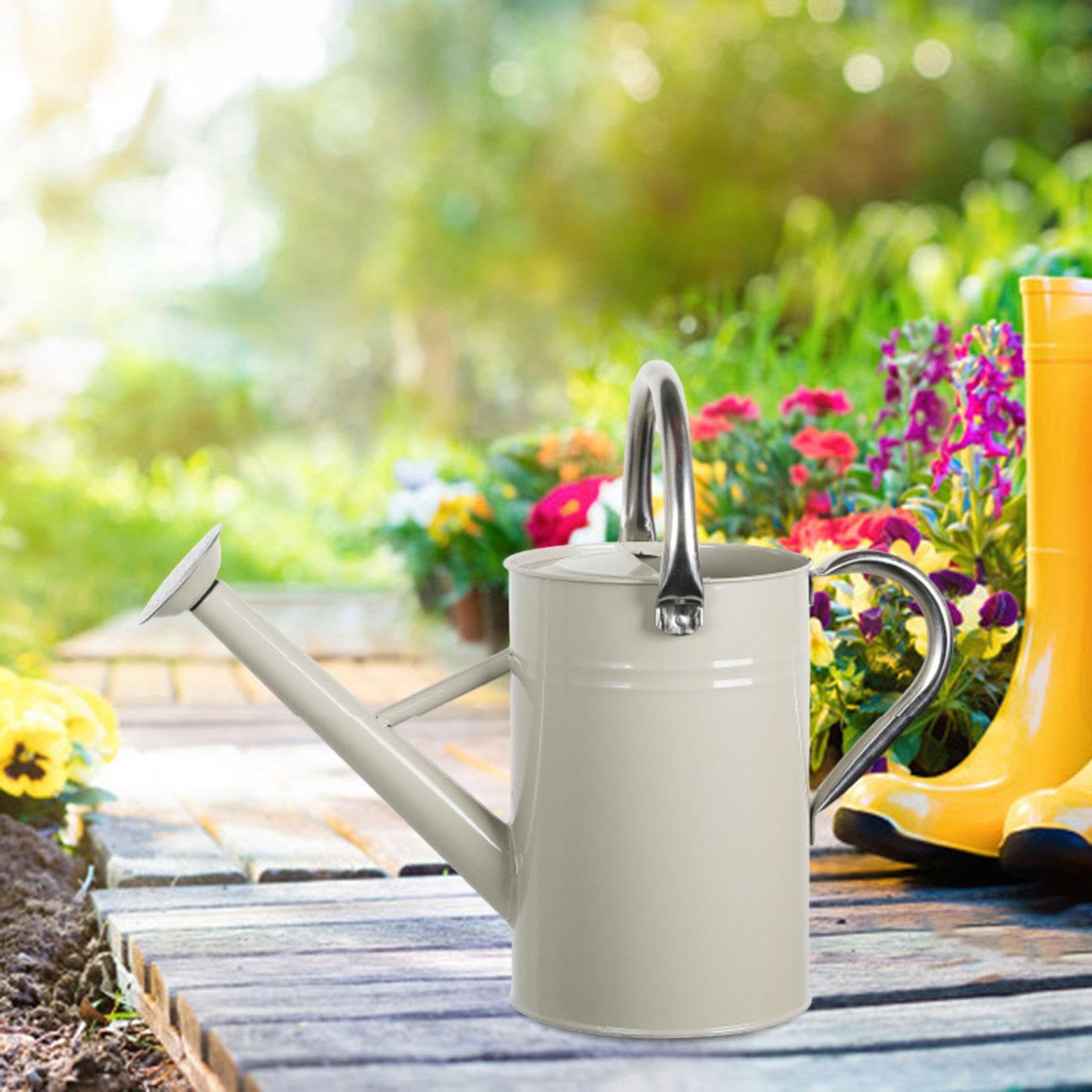 Baoblaze 5L Gießkanne für Pflanzen, Gartengießkanne mit Abnehmbarem, Pflanzengießkanne mit Großer Griff aus Edelstahl, Großem Fassungsvermögen, Feiner Sprüher, für Zimmer- und Außenpflanzen, Weiß