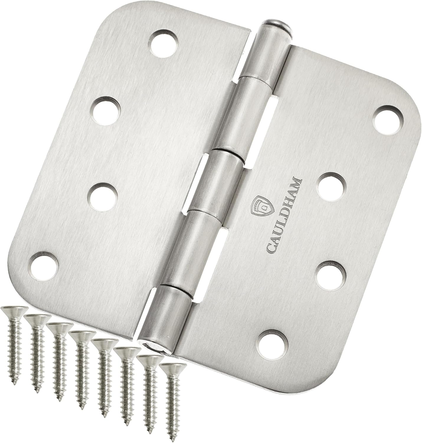 Cauldham (24 Pack) Heavy-Duty 4" Interior Door Hinges with 5/8" Radius Corners - Satin Nickel