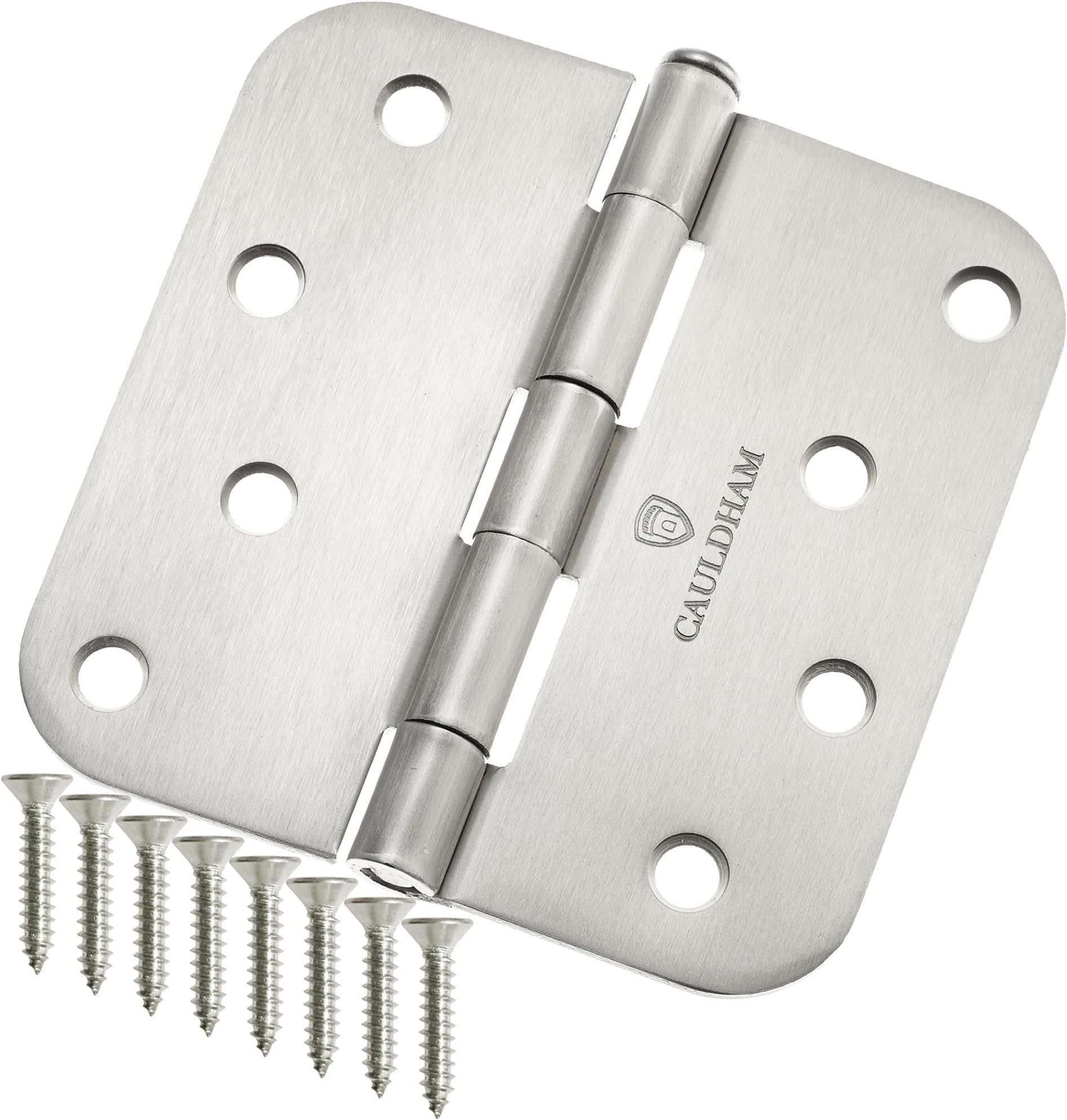 Cauldham (12 Pack) Heavy-Duty 4" Interior Door Hinges with 5/8" Radius Corners - Satin Nickel