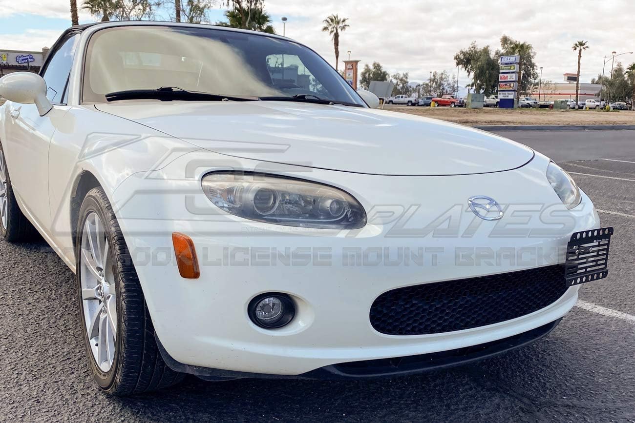 Extreme Online Store Replacement for 2006-2008 Mazda Miata NC | EOS Plate Version 1 Front Bumper Tow Hook License Relocator Mount Bracket Tow-226 (Mid Size)