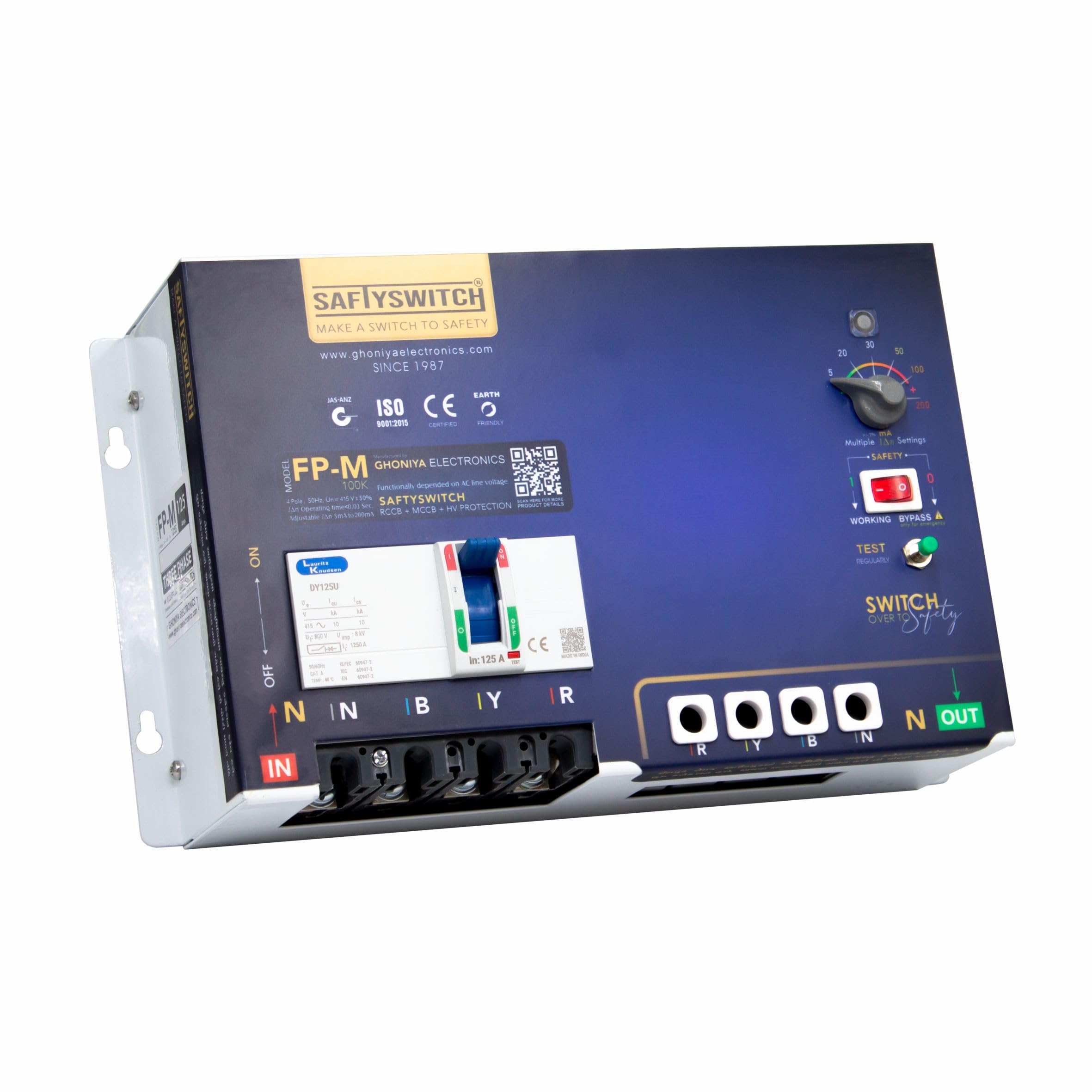 FPM-K 125A Three Phase 4 Pole Circuit Breaker | RCCB | ELCB | RCBOS | MCCB | GHONIYA | RCBO | SAFETYSWITCH | Over Voltage and Adjustable Earth Leakage Protection (125 Amp)-image-20