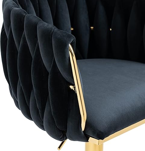 Miniatura 15 de SZLIZCCC Taburete de bar ajustable de terciopelo moderno, taburete de bar giratorio de 360 grados, taburete de isla de cocina curvado con respaldo