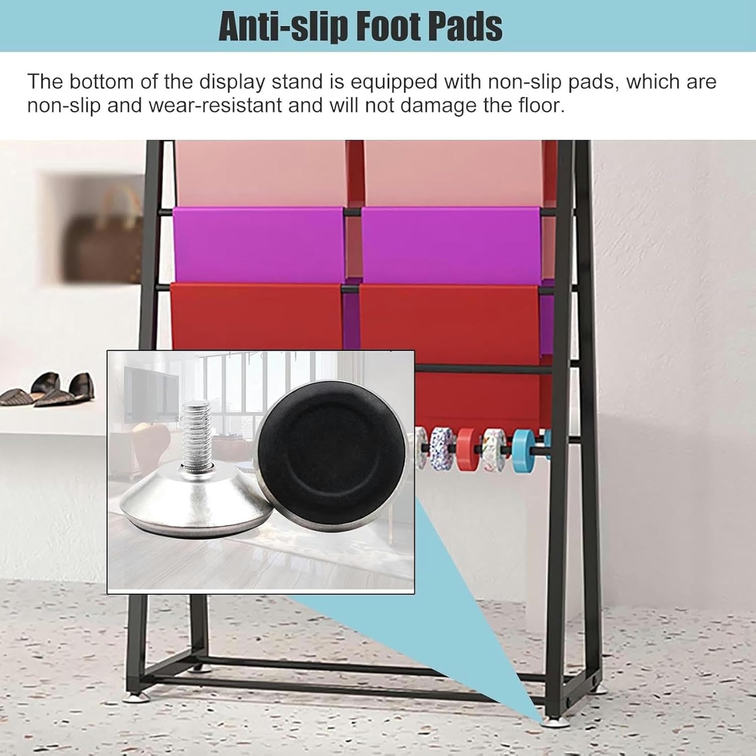 Extra Tall Double-Sided Wrapping Paper Ribbon Rack Holder, Freestanding Large Capacity Shawl Scarf Display Stand with Removable Crossbar, Flower Store/Gift Shop~/