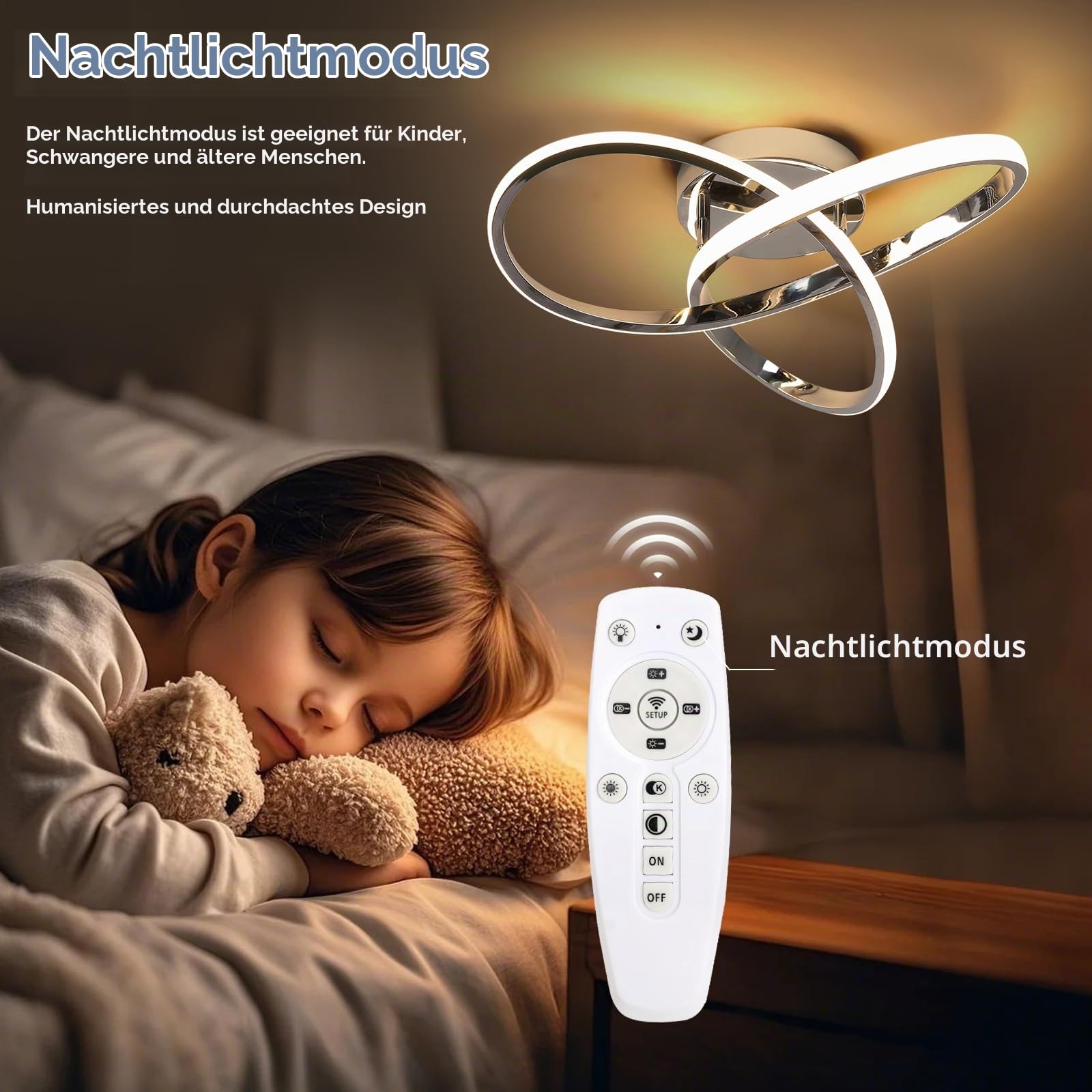 DELIPOP LED Deckenlampe Dimmbar, 36W Deckenleuchte Modern mit Fernbedienung | Verchromt Wandbeleuchtung für Wohnzimmer Schlafzimmer Esszimmer Balkon