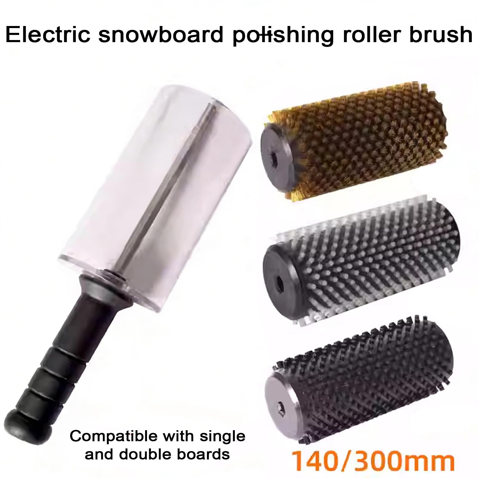 Kit de cepillos de esquí Roto de 140/300 mm, juego de cepillos de cera de snowboard con 3 cepillos para taladro eléctrico, fácil de quitar la cera