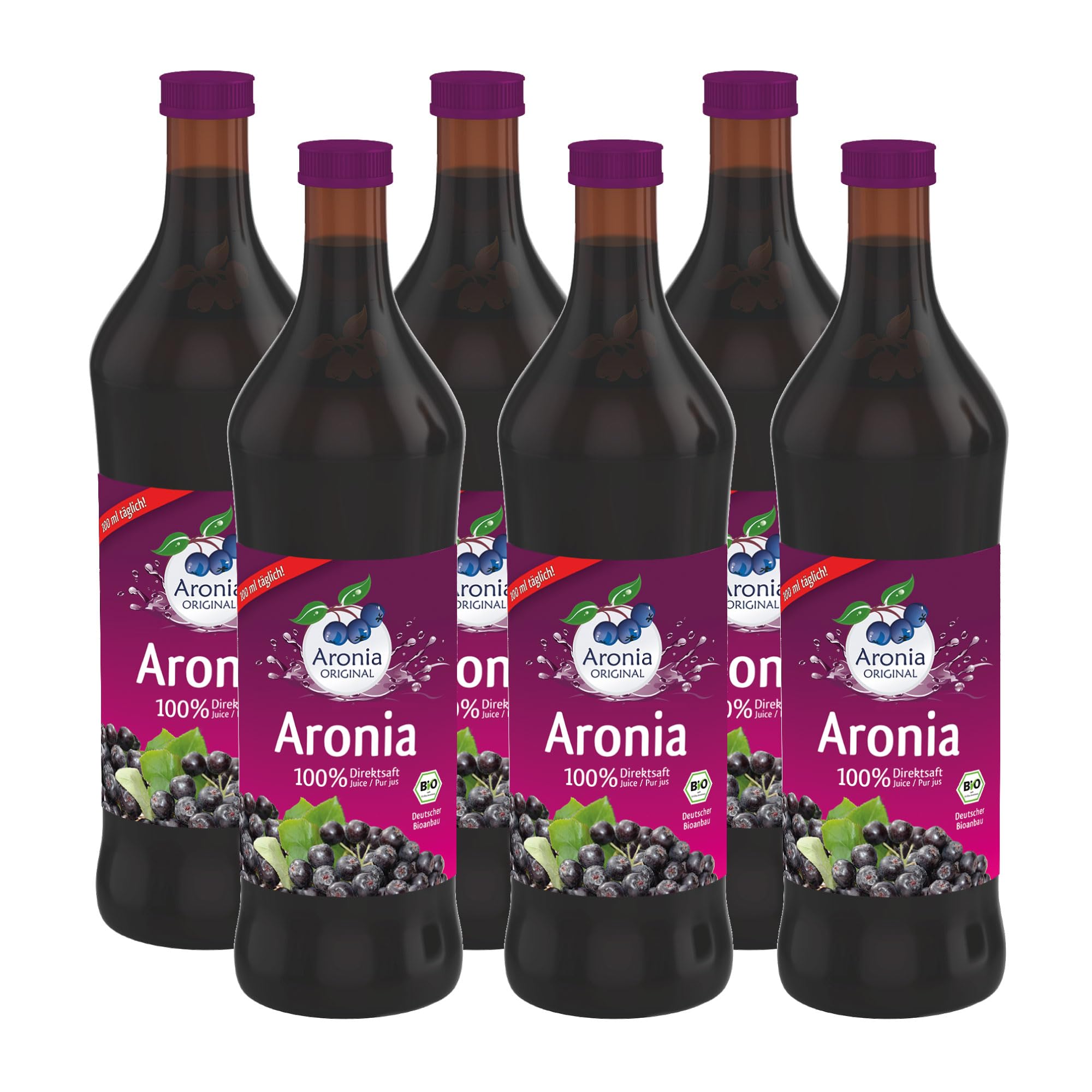 Aronia ORIGINAL 100% Bio Aronia Muttersaft 6x700 ml | Natürlicher Direktsaft | Vegan, ohne Konservierungsstoffe, ohne Zuckerzusatz (lt. Gesetz)
