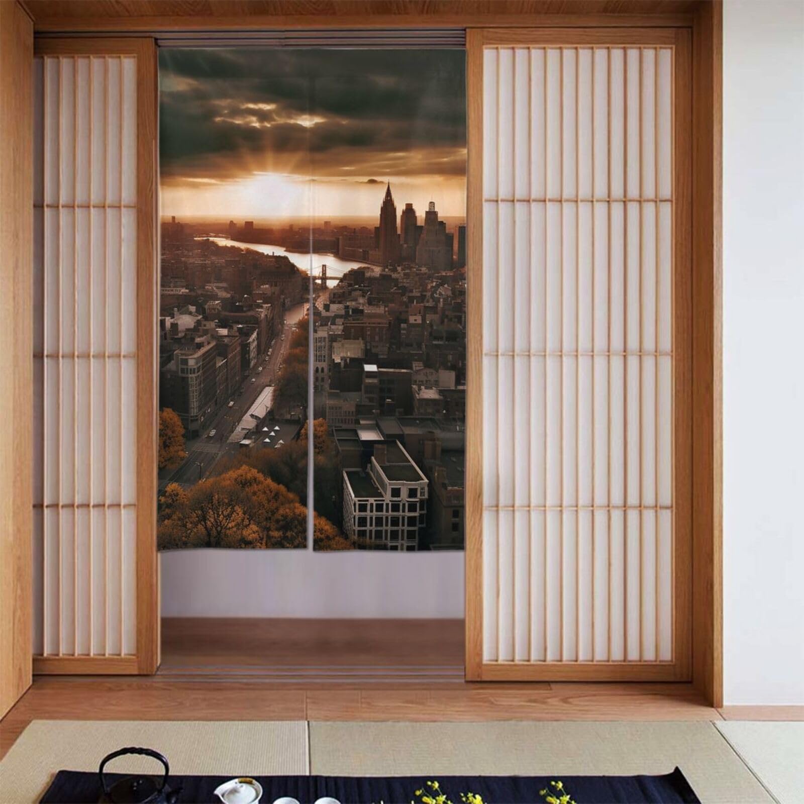 Rideaux de porte occultants personnalisés York City grand rideau de séparation de chambre