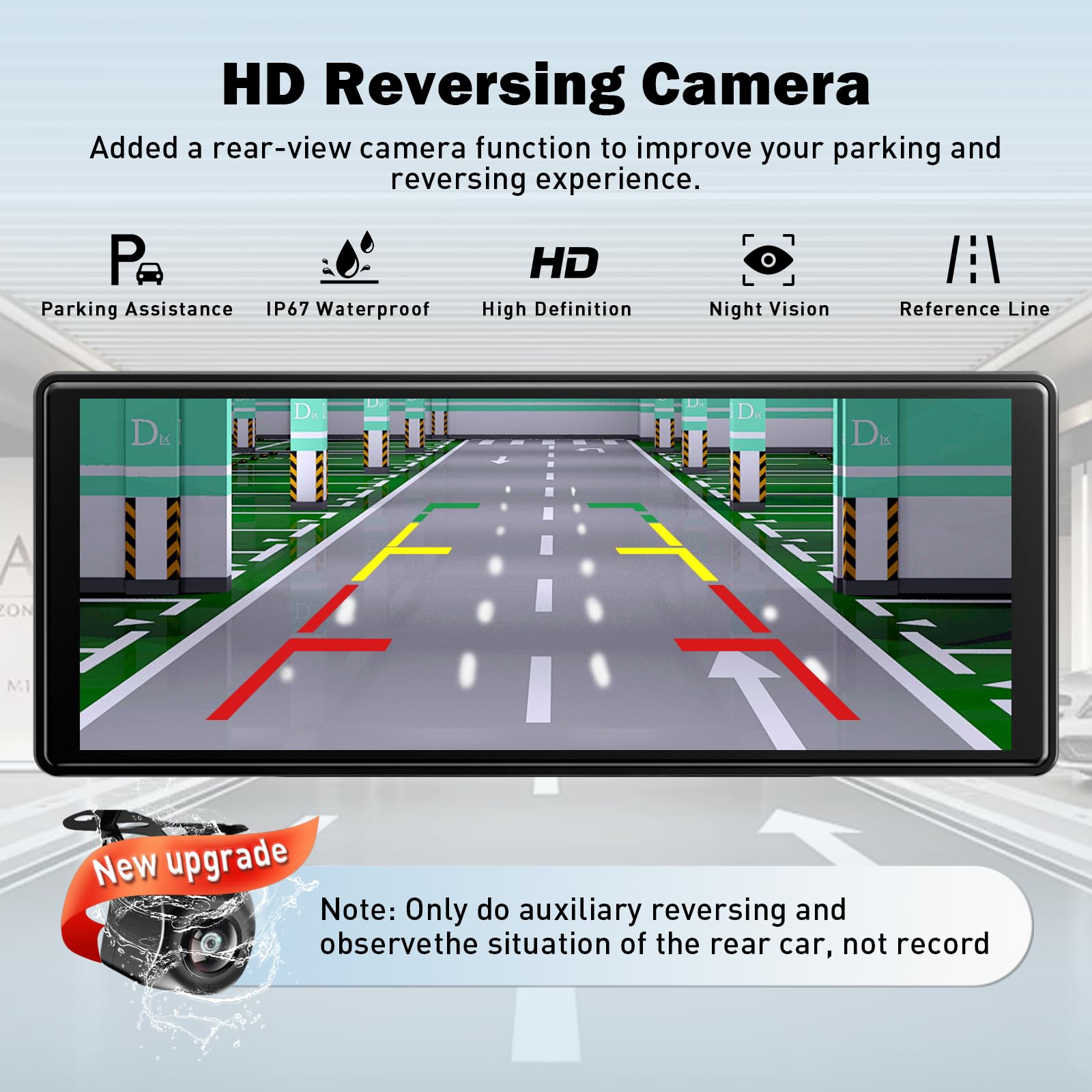 10.26'' Pulgadas Pantalla Carplay Coche, Pantalla de Coche con CarPlay y Android Auto Inalámbricos, Cámara Trasera HD 1080P, Bluetooth, Mirror Link, Navegación GPS, FM, AUX