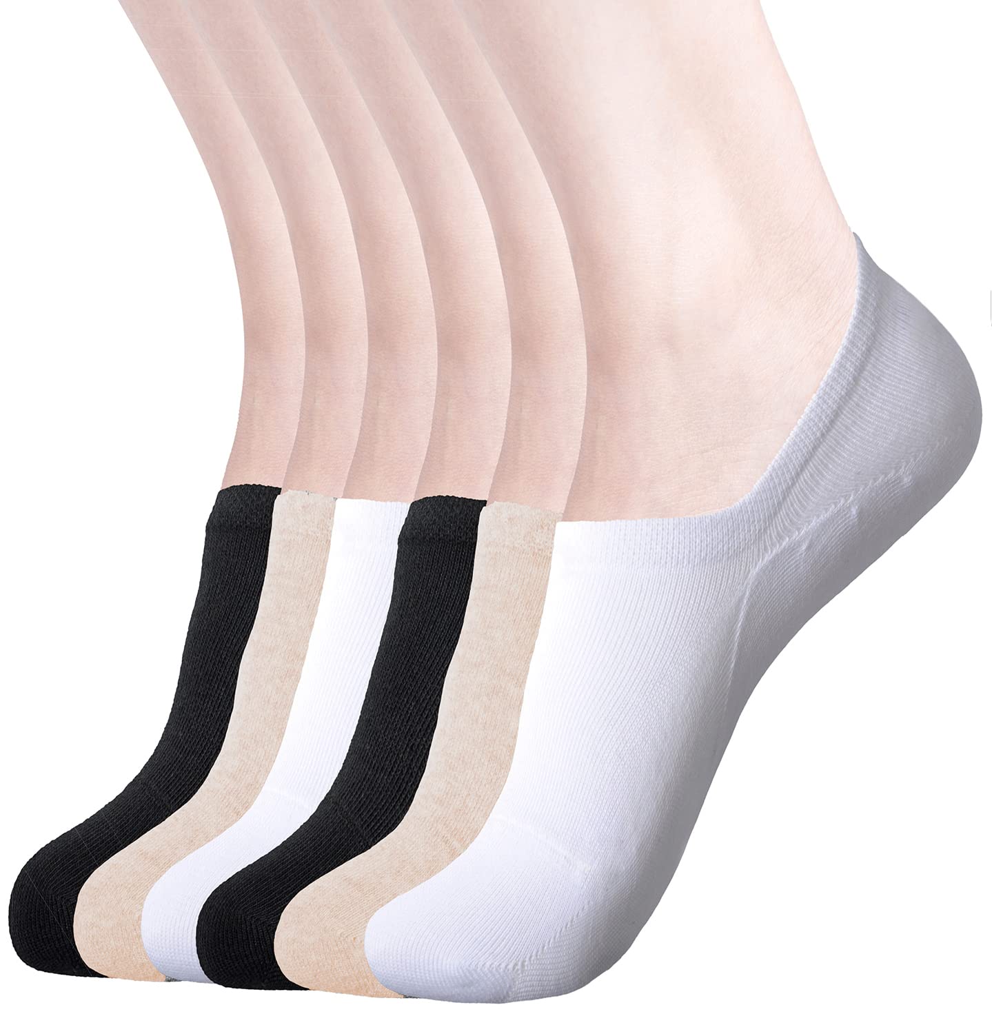 DIBAOLONGWomens No Show Socks Non Slip Flat Boat Line Low Cut Socks (6-12 Packs)