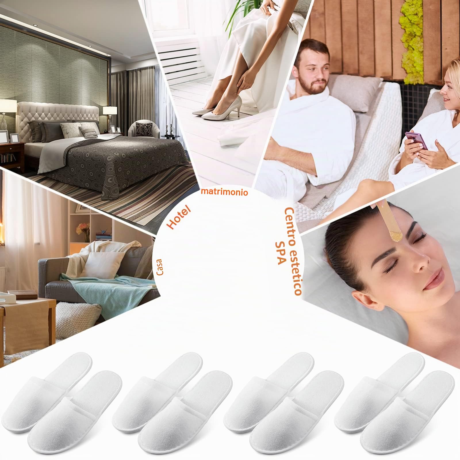 Geyoga 24 paia di pantofole usa e getta per gli ospiti, 2 dimensioni, in cotone, per hotel, spa, casa, laurea, festa di nozze, senza scarpe, per casa, viaggi, confezionate singolarmente