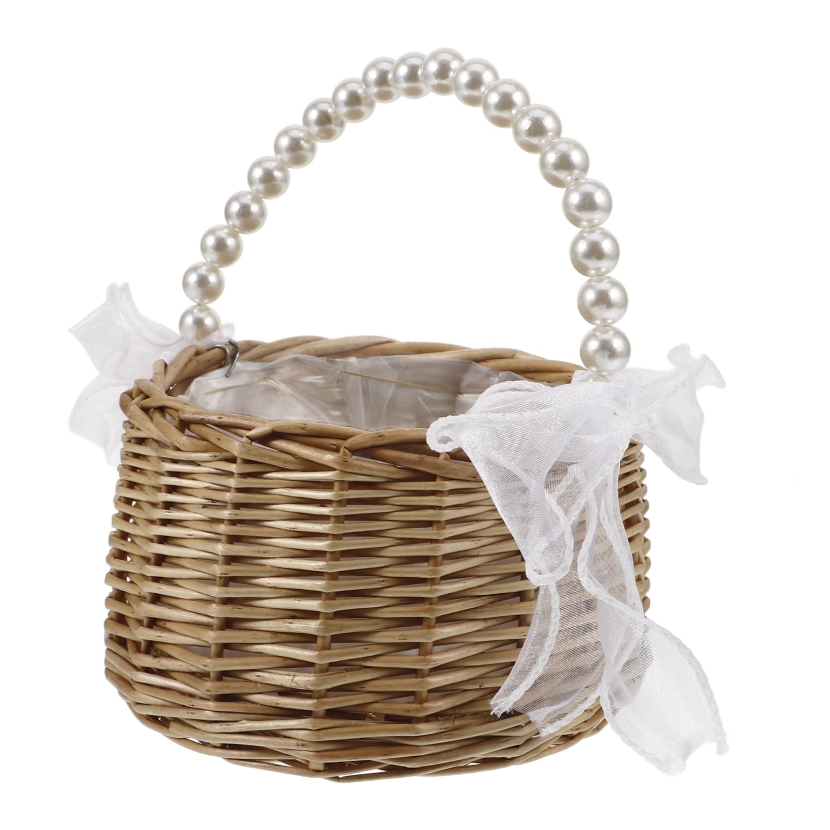 OFFSCH Woven Baskets Outdoor Shoulder Bag Wicker Bag Beautiful Bag Small Wicker Basket with Handle Women Purse Woven Picnic Basket Wicker Flower Girl Basket Women Cosmetics Bag