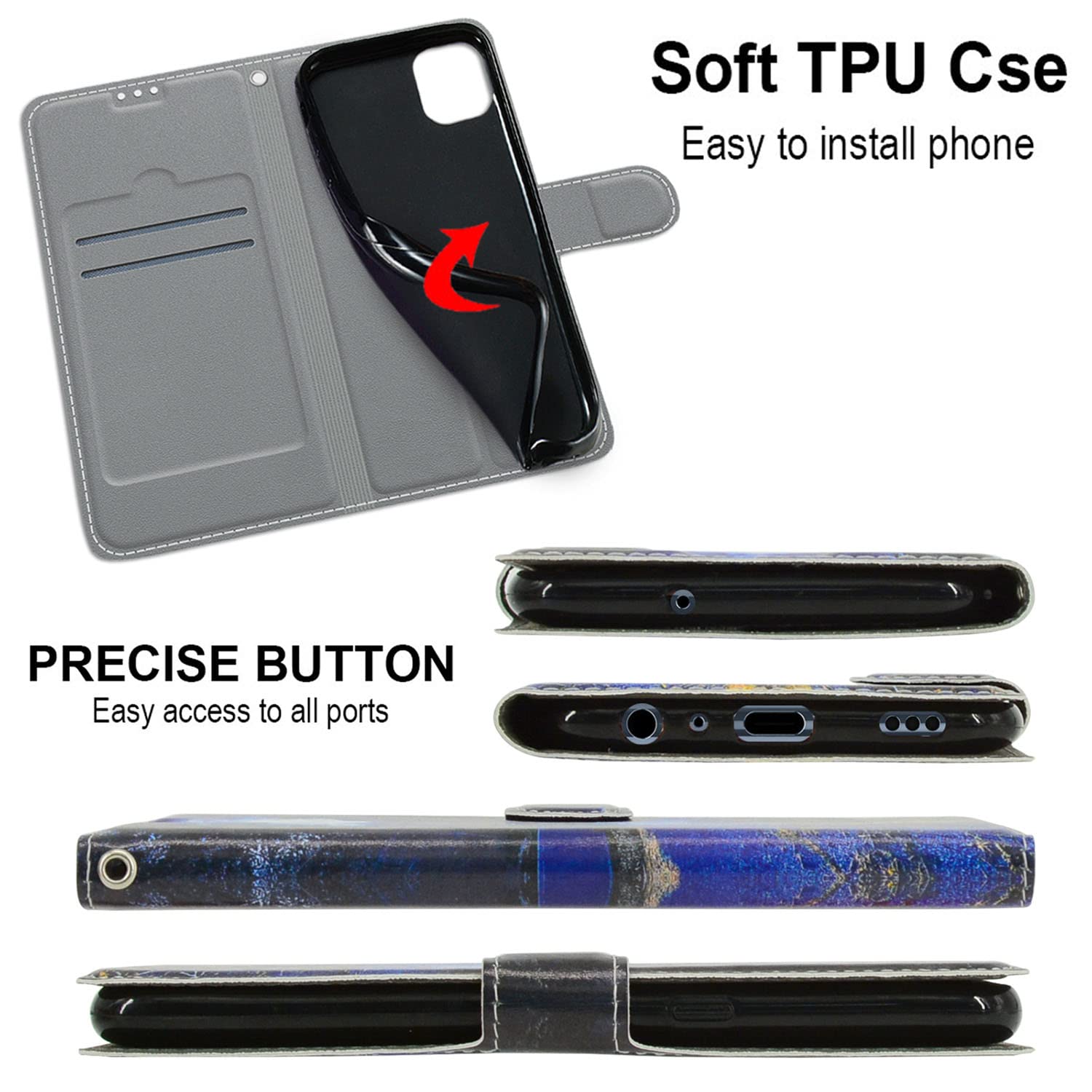 Coque HONLEN Pour Redmi Note 12 Pro - Étui Portefeuille Cuir PU Motif Mandala Relief - Magnétique - Gris