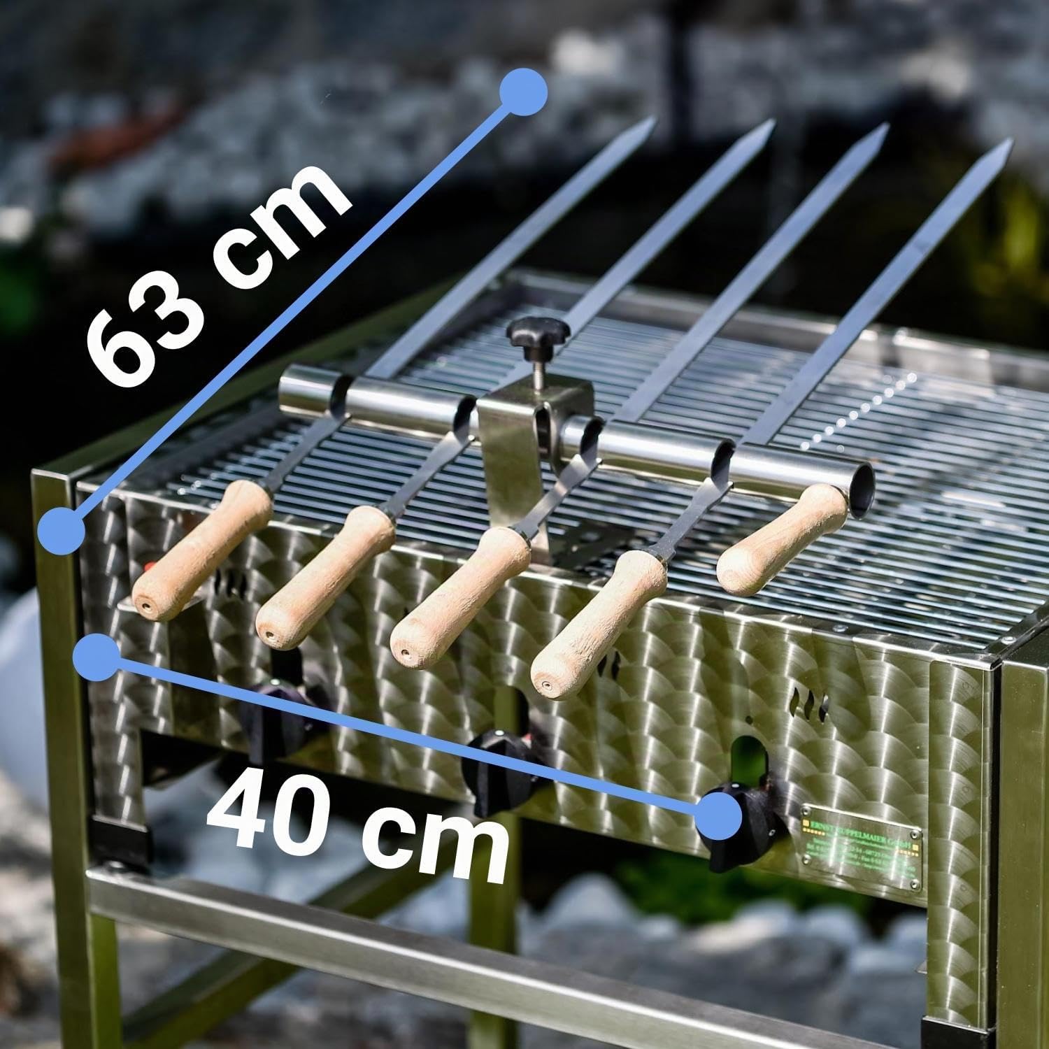 Steckerlfisch Halter 4 Edelstahlspieße für Gas- & Kohlegrill