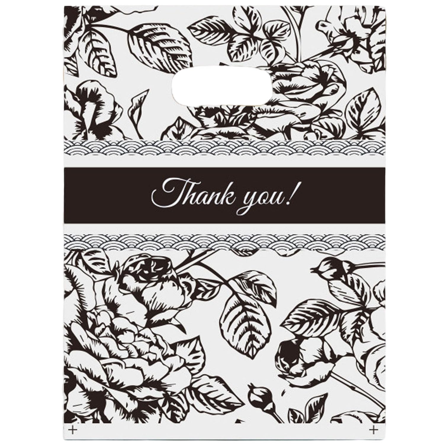 Joyhey 100 Count 13.7" x 17.7" Plastic Merchandise Bags, Shopping Retail Boutique Bags with Die Cut Handles - Thank You-3