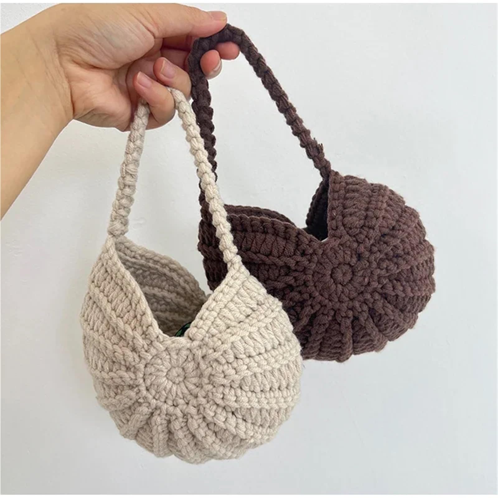 Bolso Paja Mujer Bolso de mano de crochet con forma de concha, tejido a mano, de color liso, for mujer, elegante, delicado, compacto y elegante, for noche.